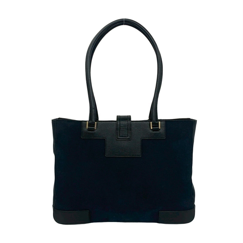 Gucci Black Canvas Leather Handbag Tote Bag (Pre-Owned)