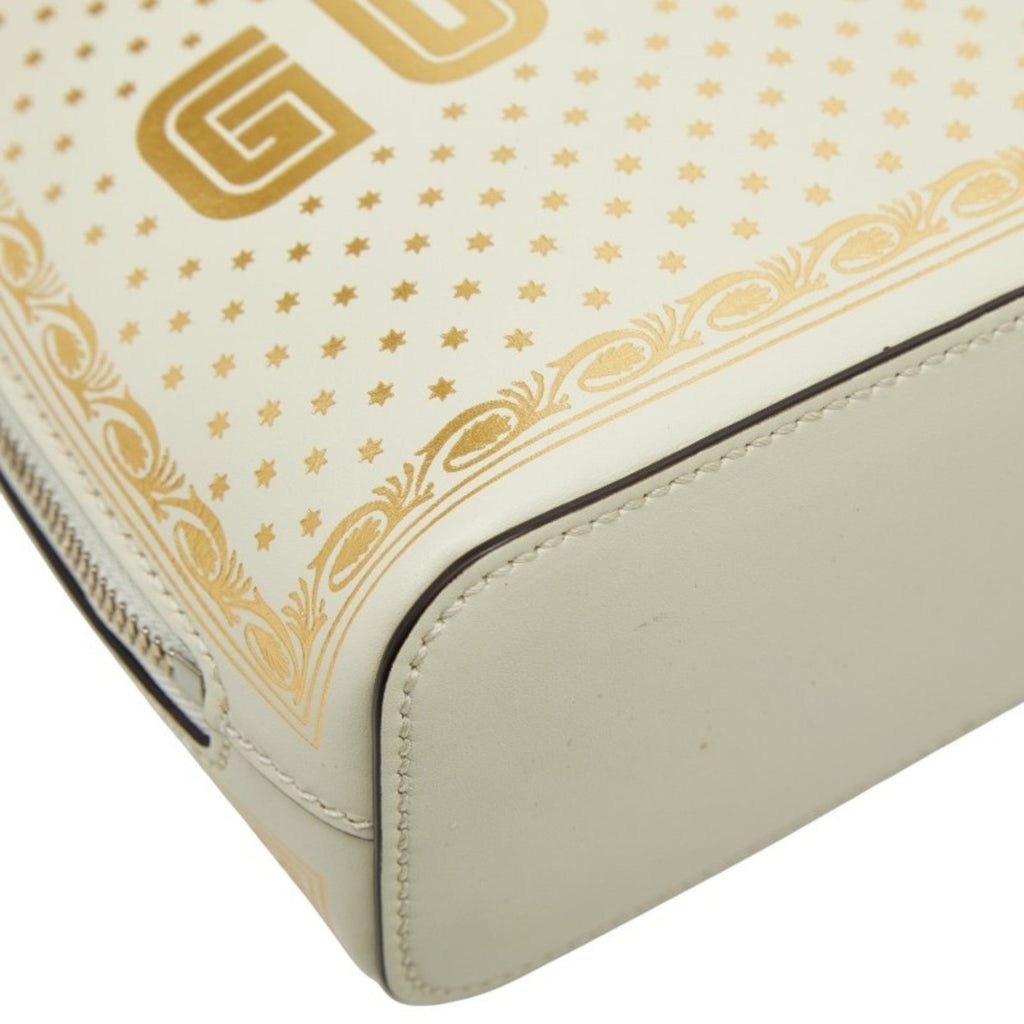 Gucci Gold White Leather Shoulder Bag (Pre-Owned)