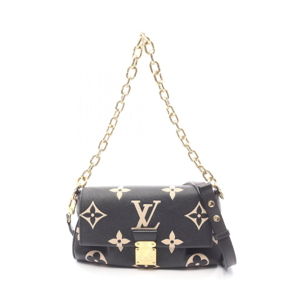 Louis Vuitton Beige Black Leather Handbag