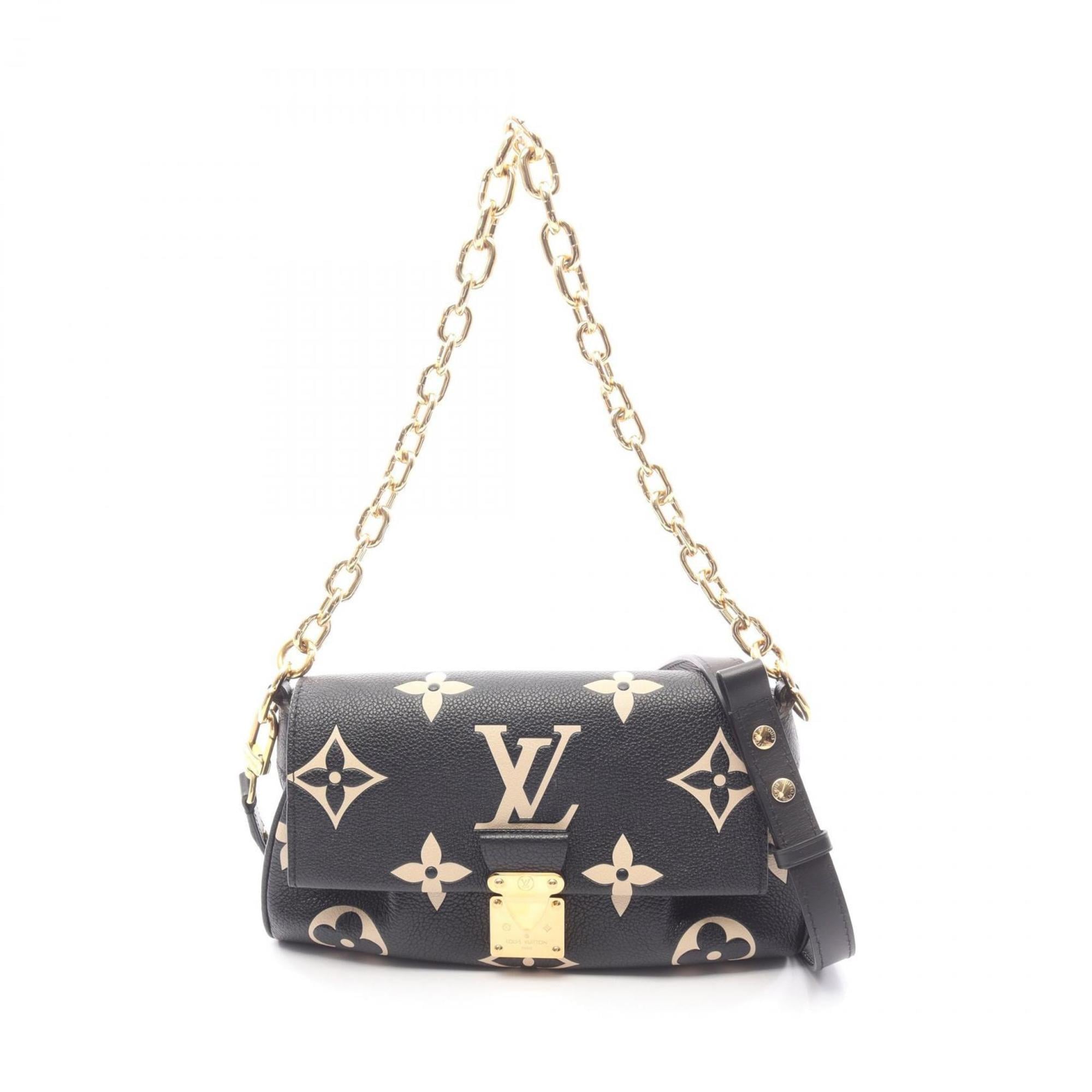 Louis Vuitton Beige Black Leather Handbag