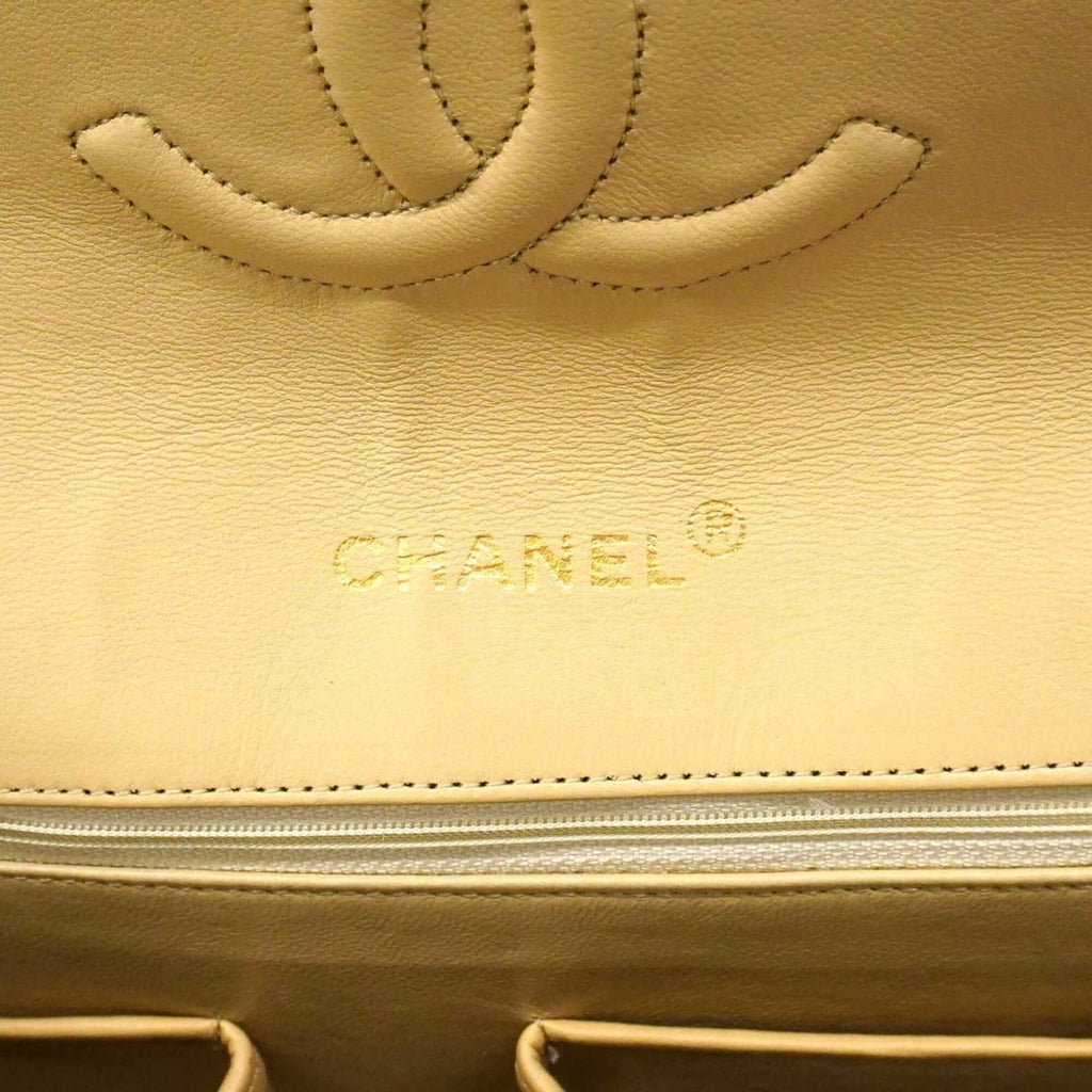 Chanel Beige Black Leather Shoulder Bag