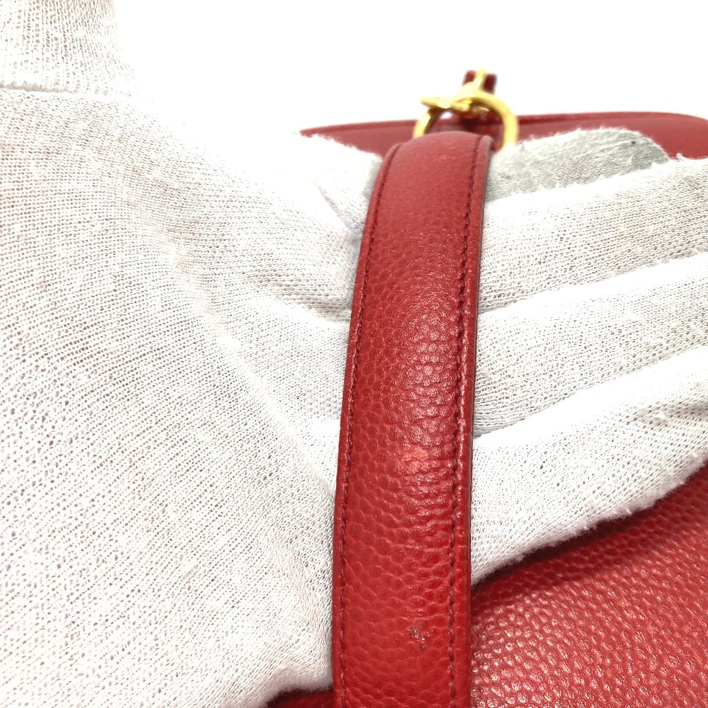 Chanel Red Leather Shoulder Bag