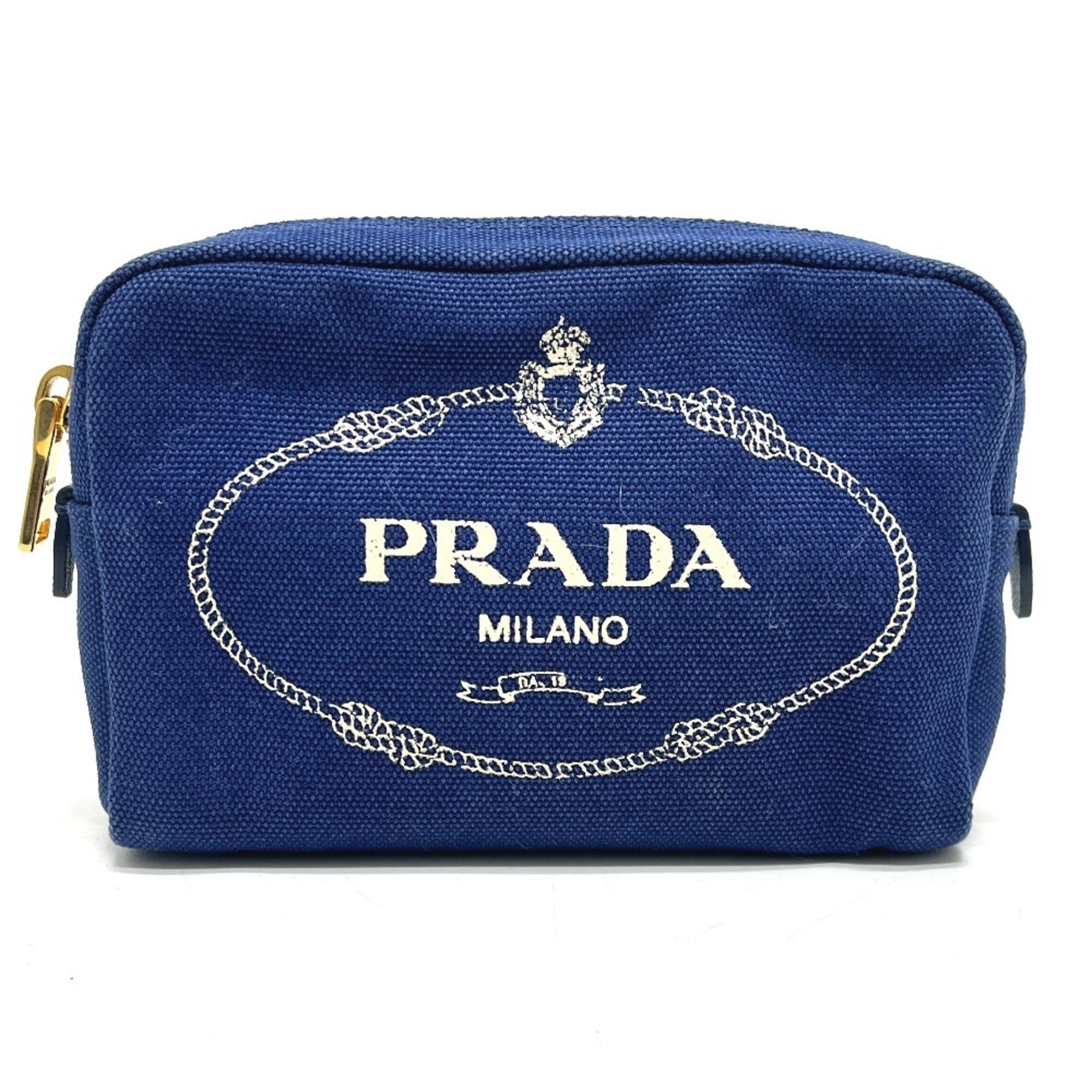 Prada Blue Canvas Pouch