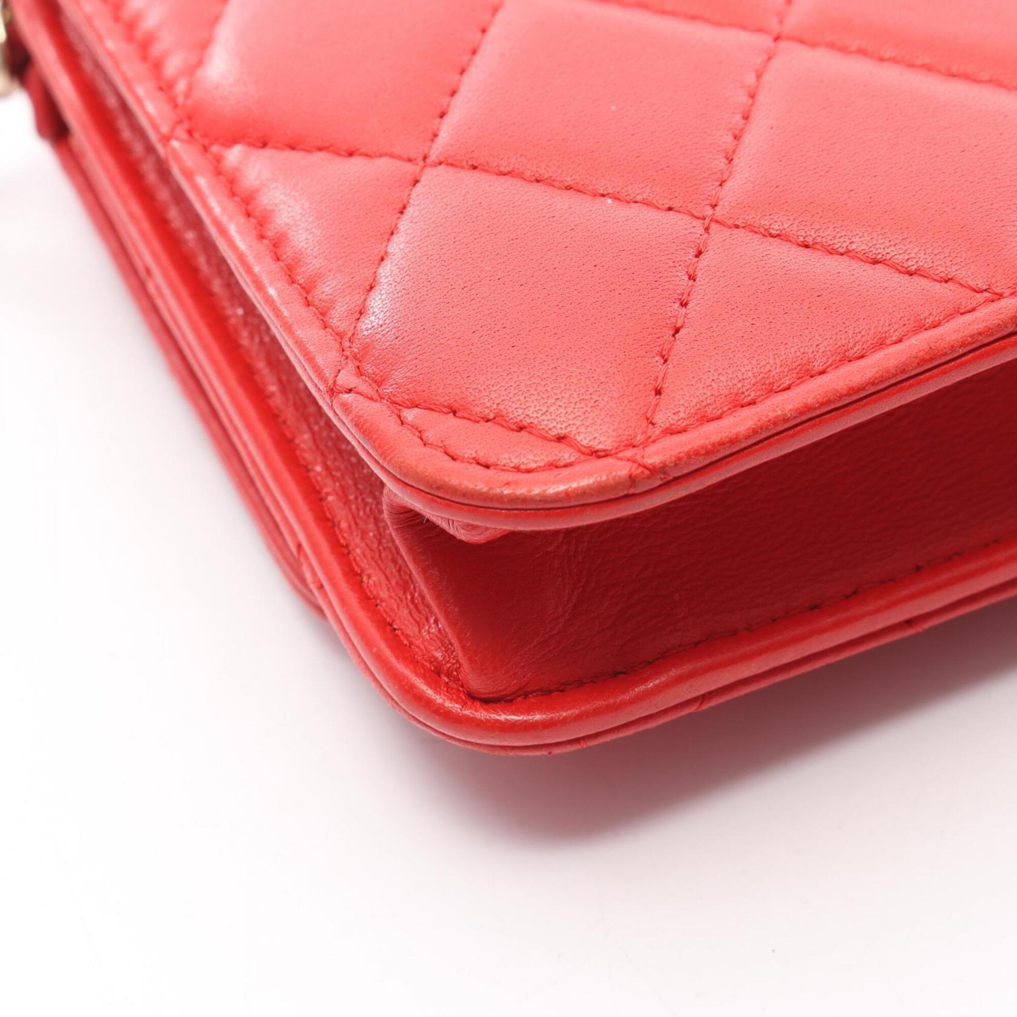 Chanel Red Color Leather Handbag Shoulder Bag