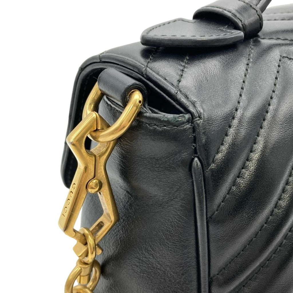 Gucci Gg Marmont Black Leather Handbag Shoulder Bag (Pre-Owned)