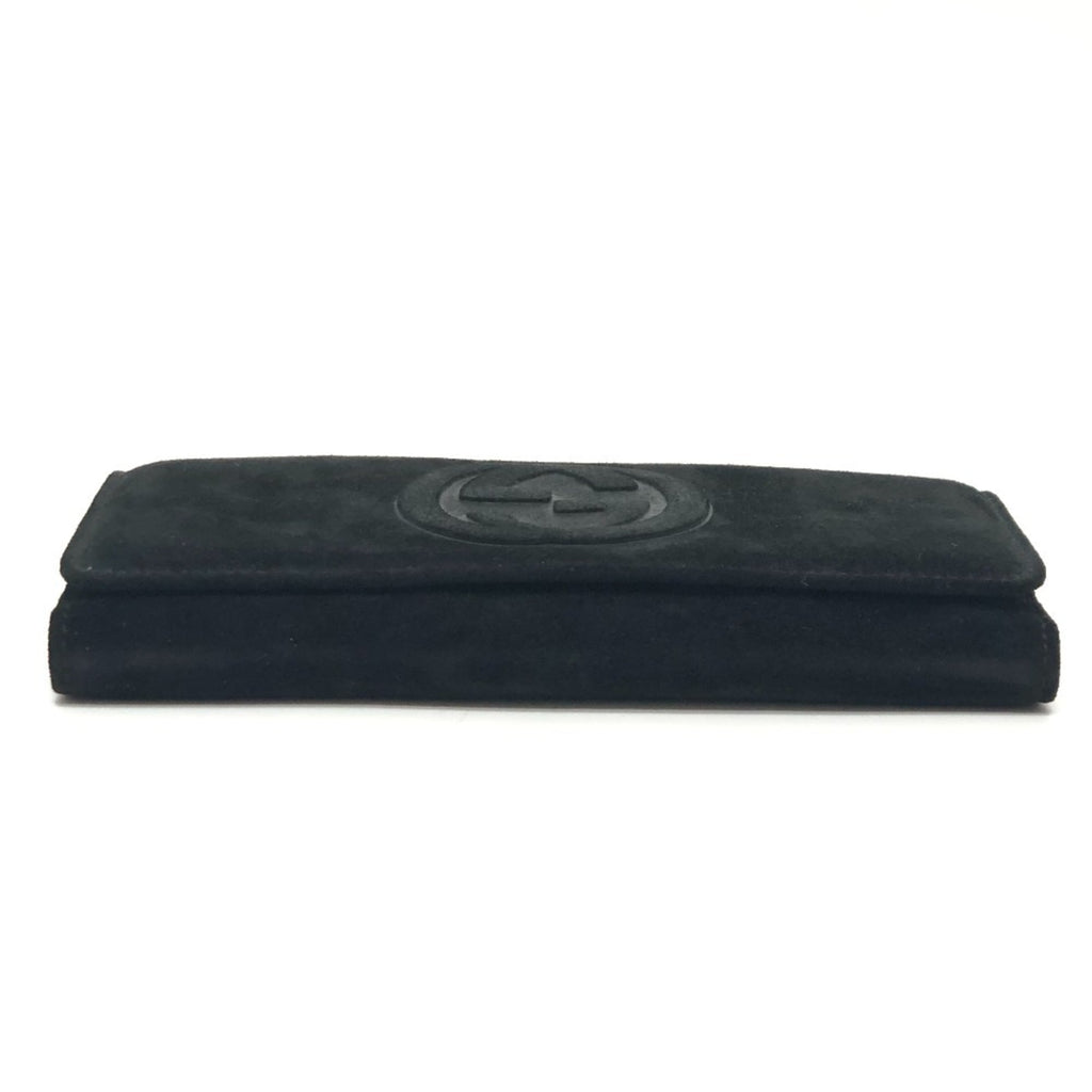 Gucci Black Suede Leather Long Wallet (Bi-Fold) (Pre-Owned)