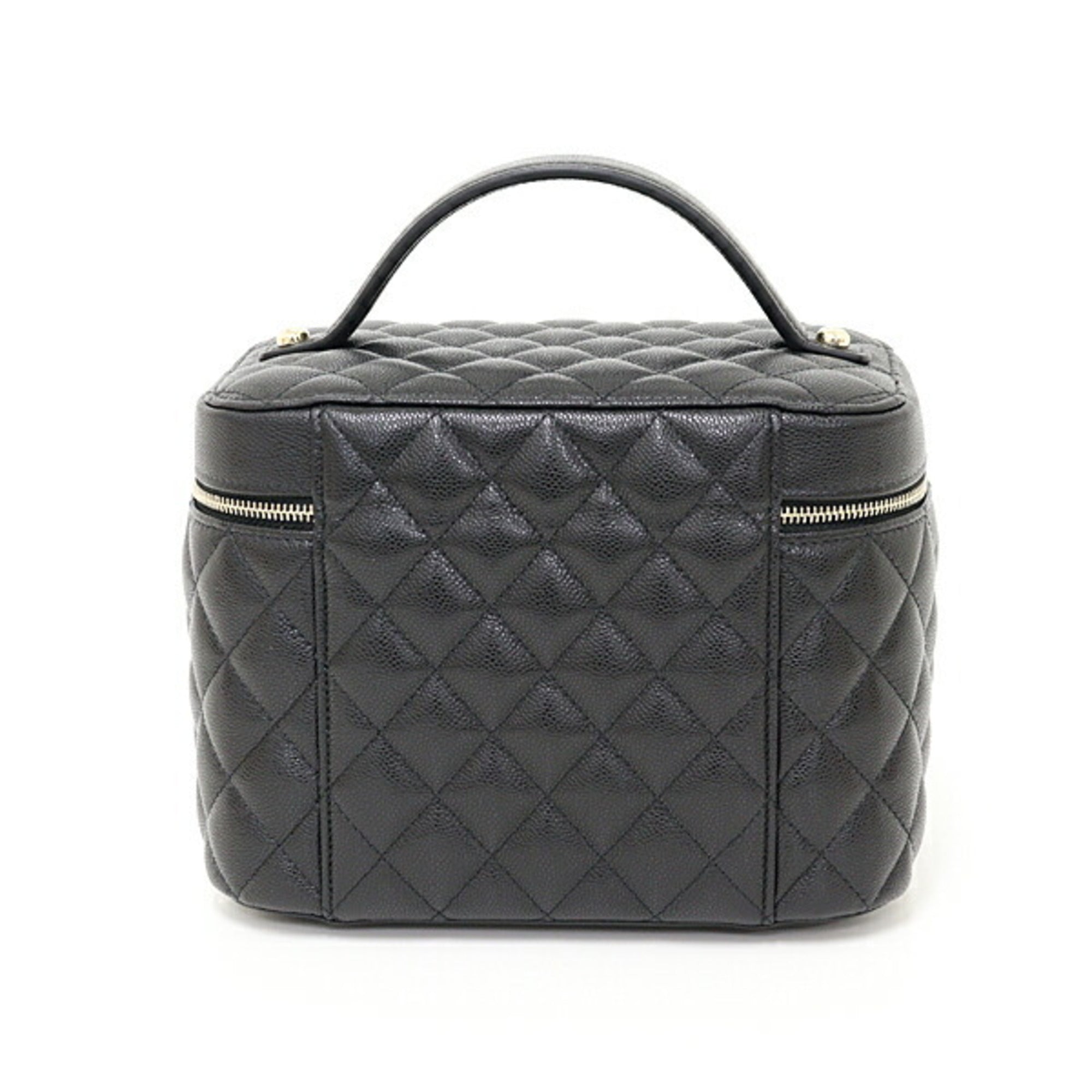 Chanel Black Grained Calfskin Handbag Vanity Bag