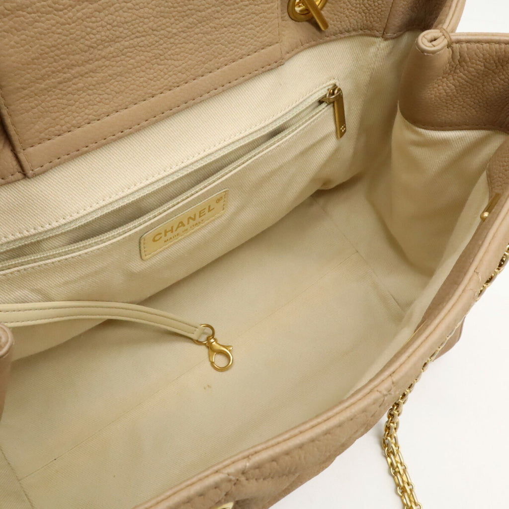 Chanel Beige Caviar Leather Shoulder Bag Tote Bag