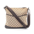 Gucci Beige Brown Canvas Leather Handbag Shoulder Bag (Pre-Owned)