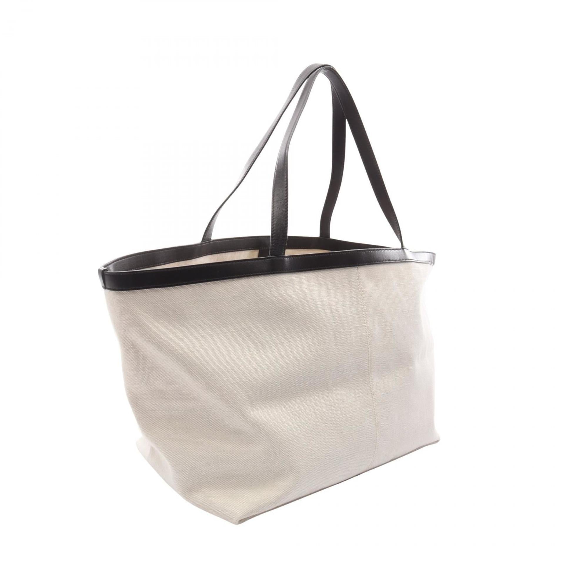 Bottega Veneta Brown White Canvas Leather Tote Bag