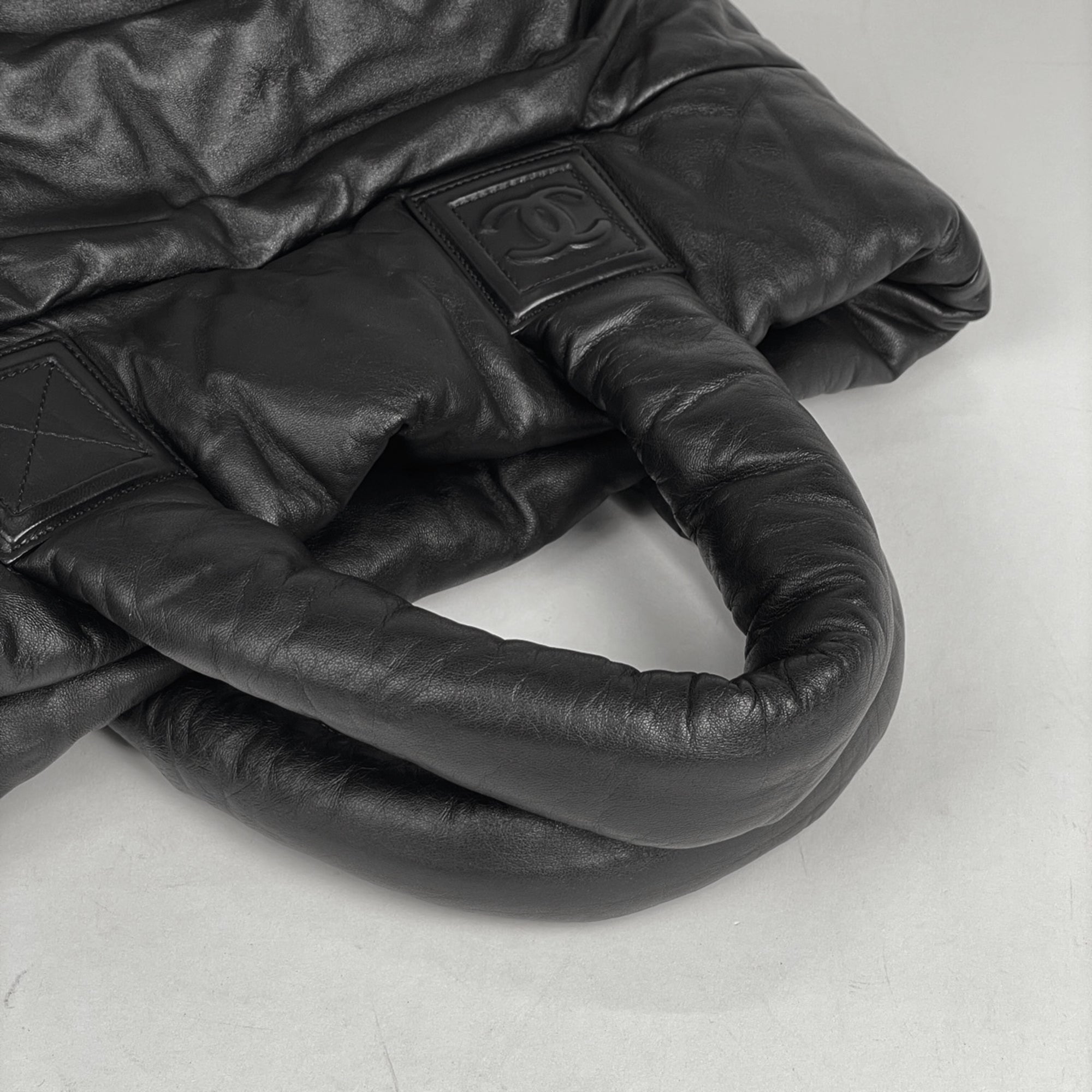 Chanel Black Leather Handbag Tote Bag
