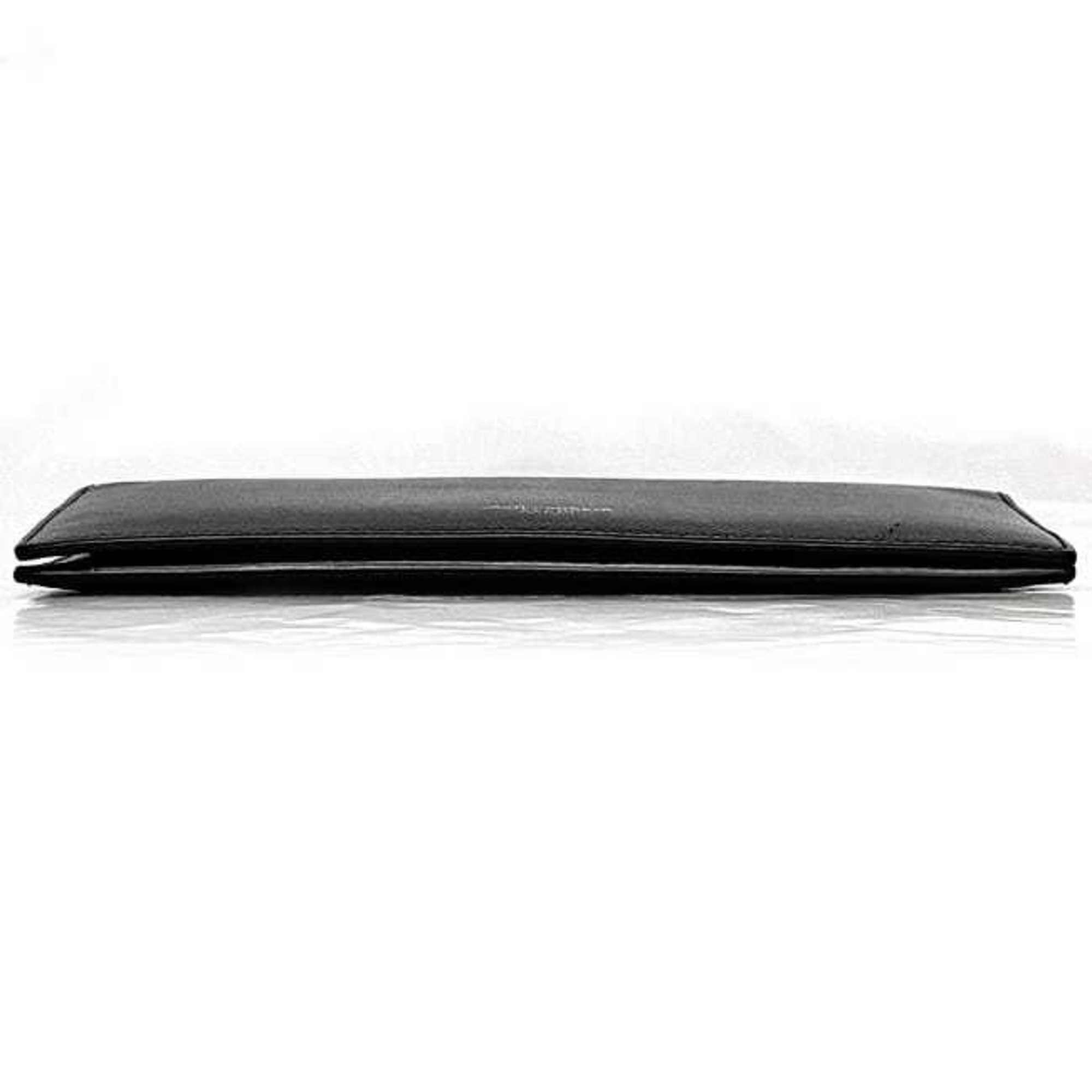 Saint Laurent Black Leather Long Wallet (Bi-Fold) (Pre-Owned)