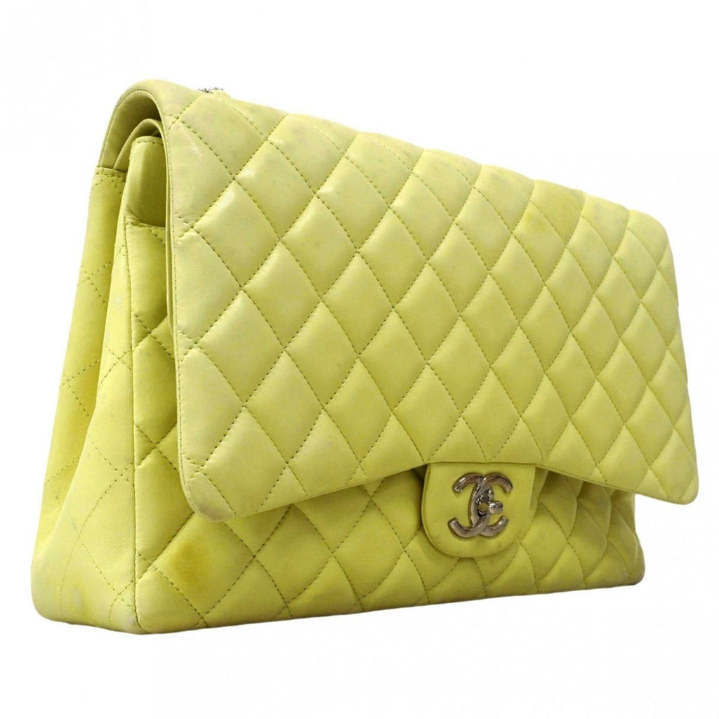 Chanel Lime Yellow Leather Shoulder Bag