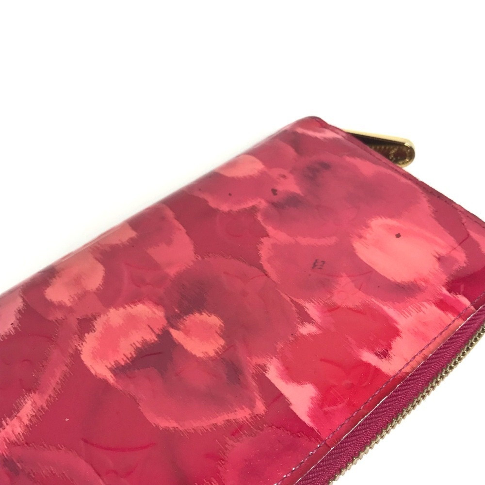 Louis Vuitton Indian Rose Pink Patent Leather Long Wallet (Tri-Fold)