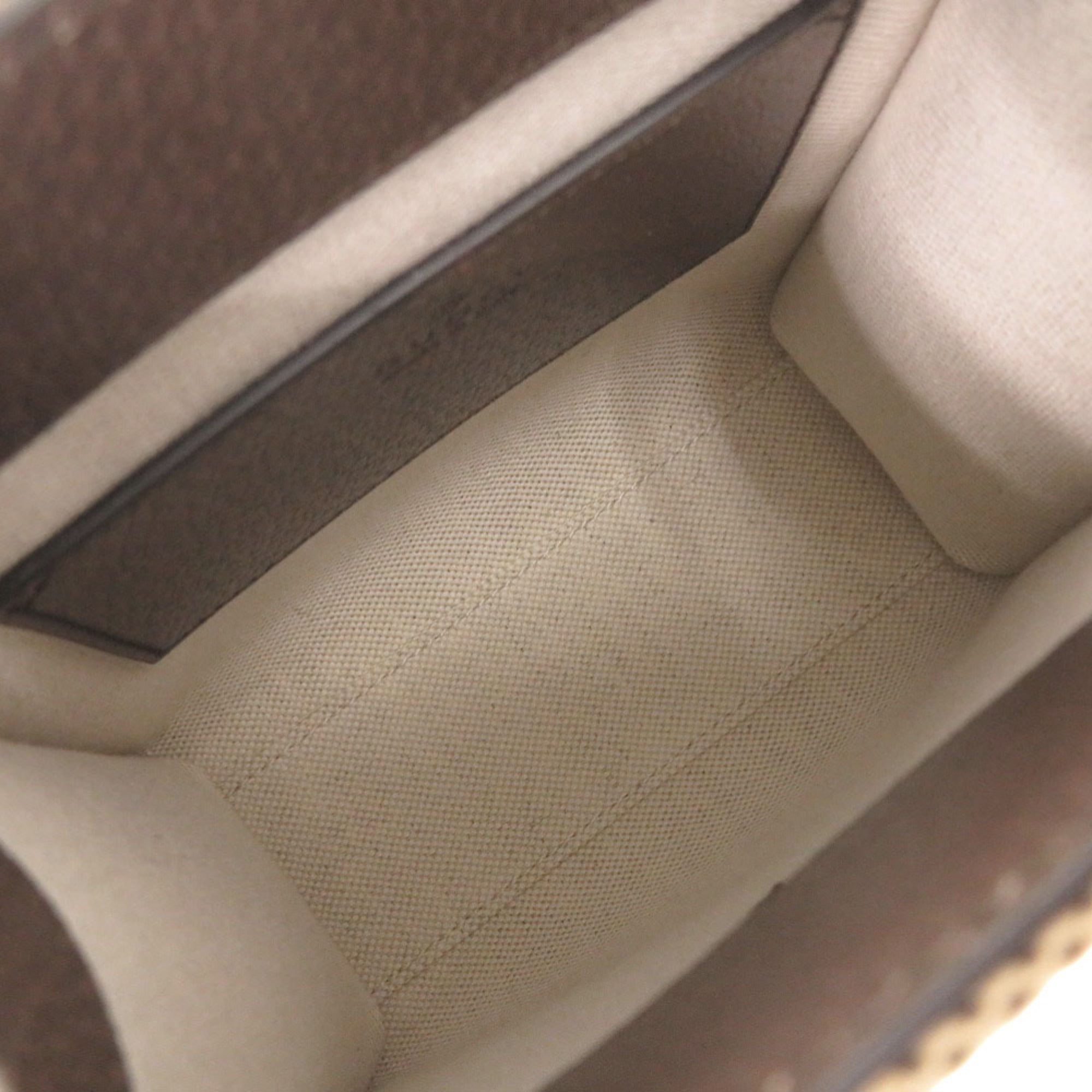 Gucci Beige Brown Canvas Leather Gg Canvas Handbag Shoulder Bag (Pre-Owned)