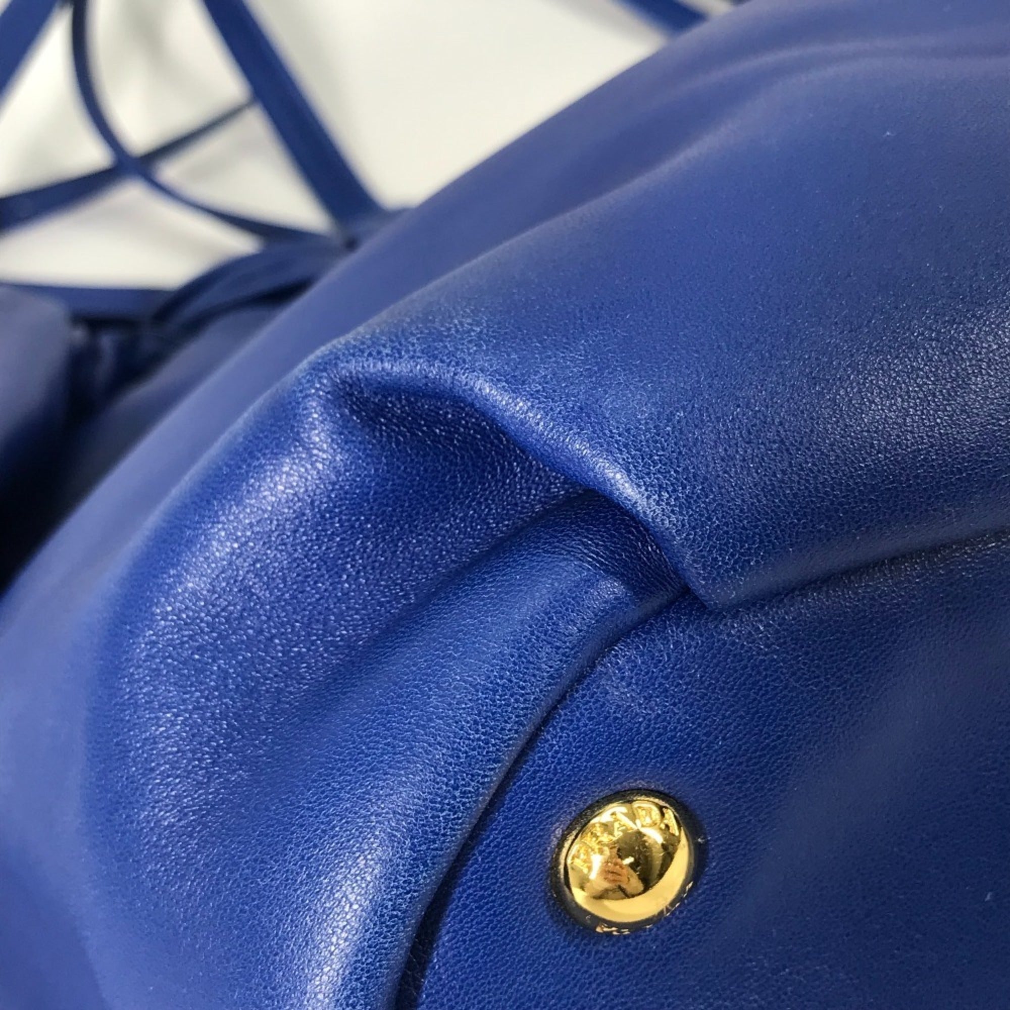 Prada Blue Leather Handbag Shoulder Bag Tote Bag
