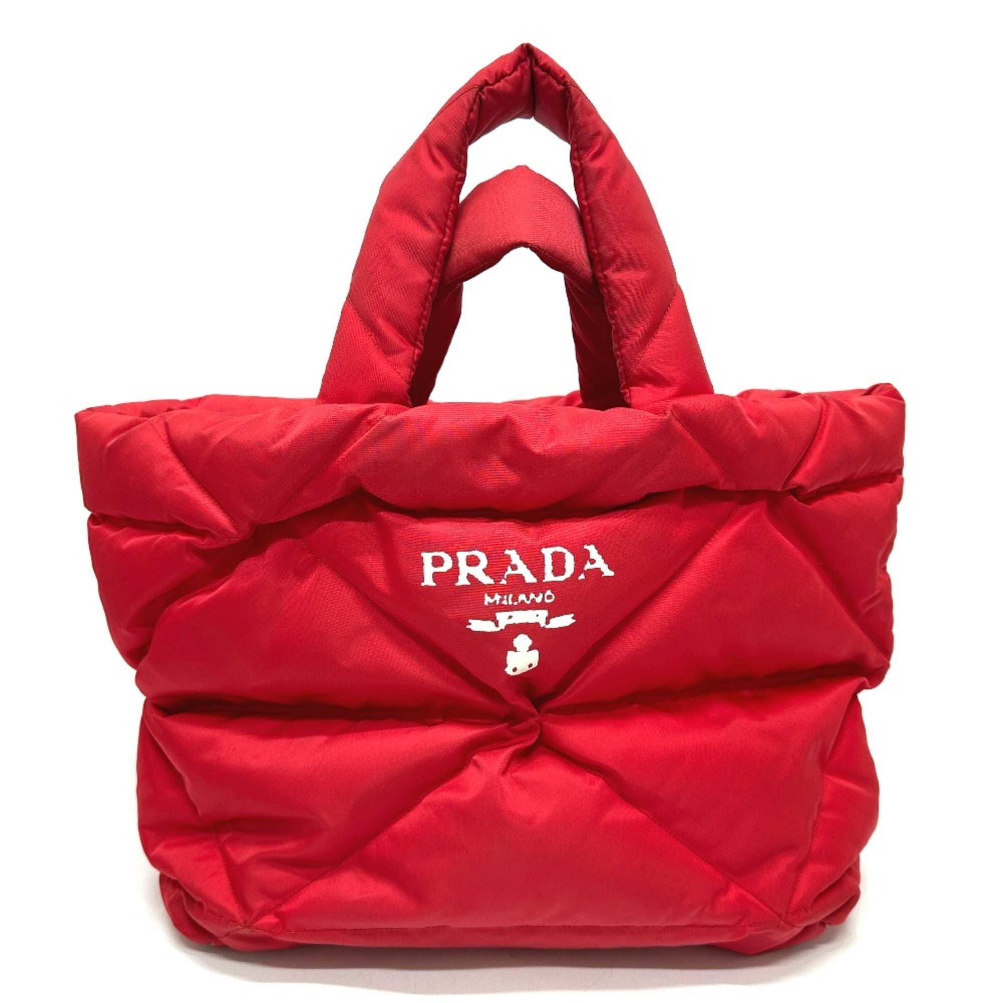 Prada Red Color Nylon Tote Bag