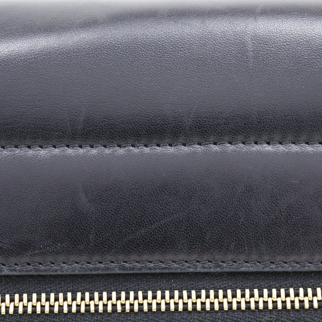 Celine Trapeze Black Gray Felt Leather Handbag