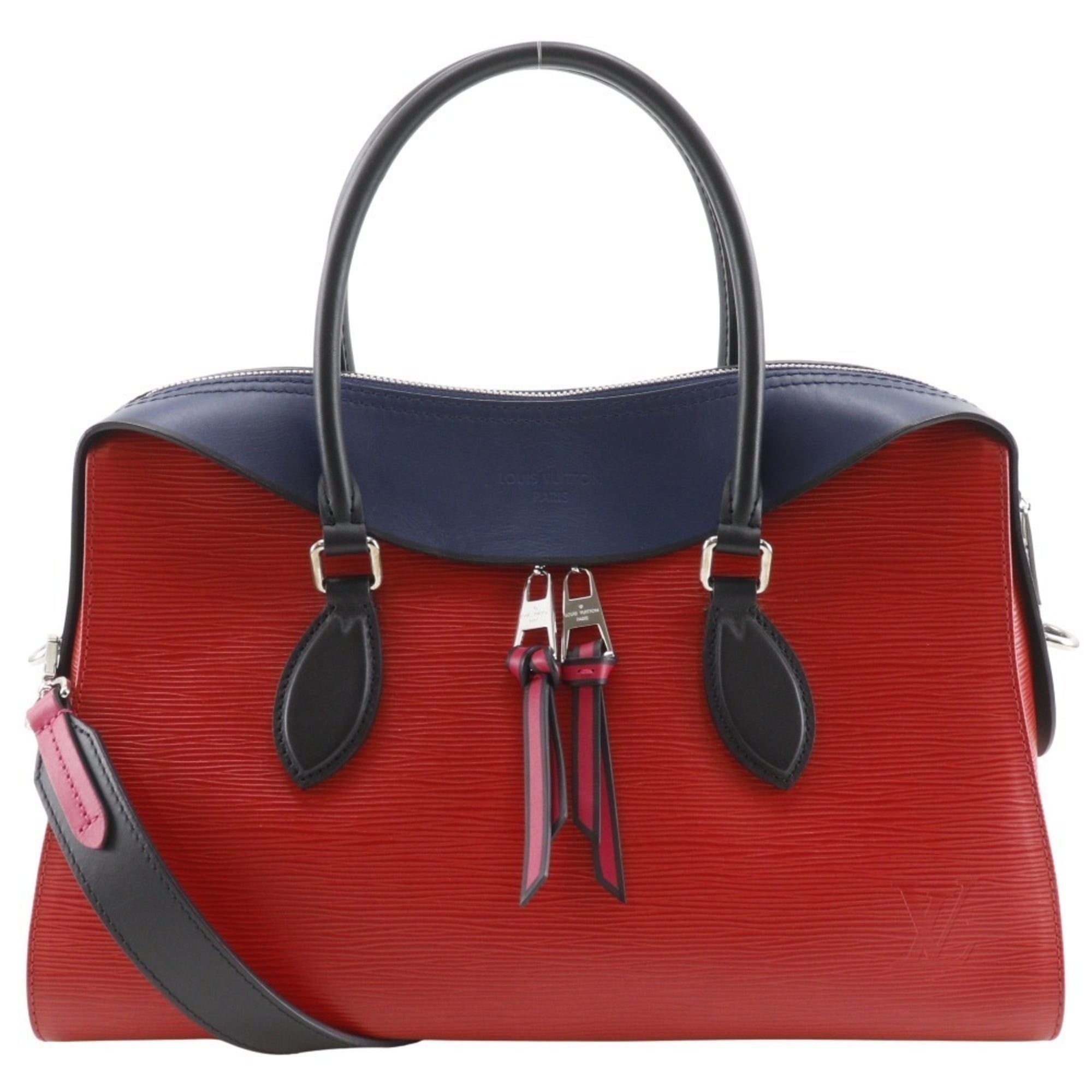 Louis Vuitton Navy Red Color Epi Leather Handbag Tote Bag