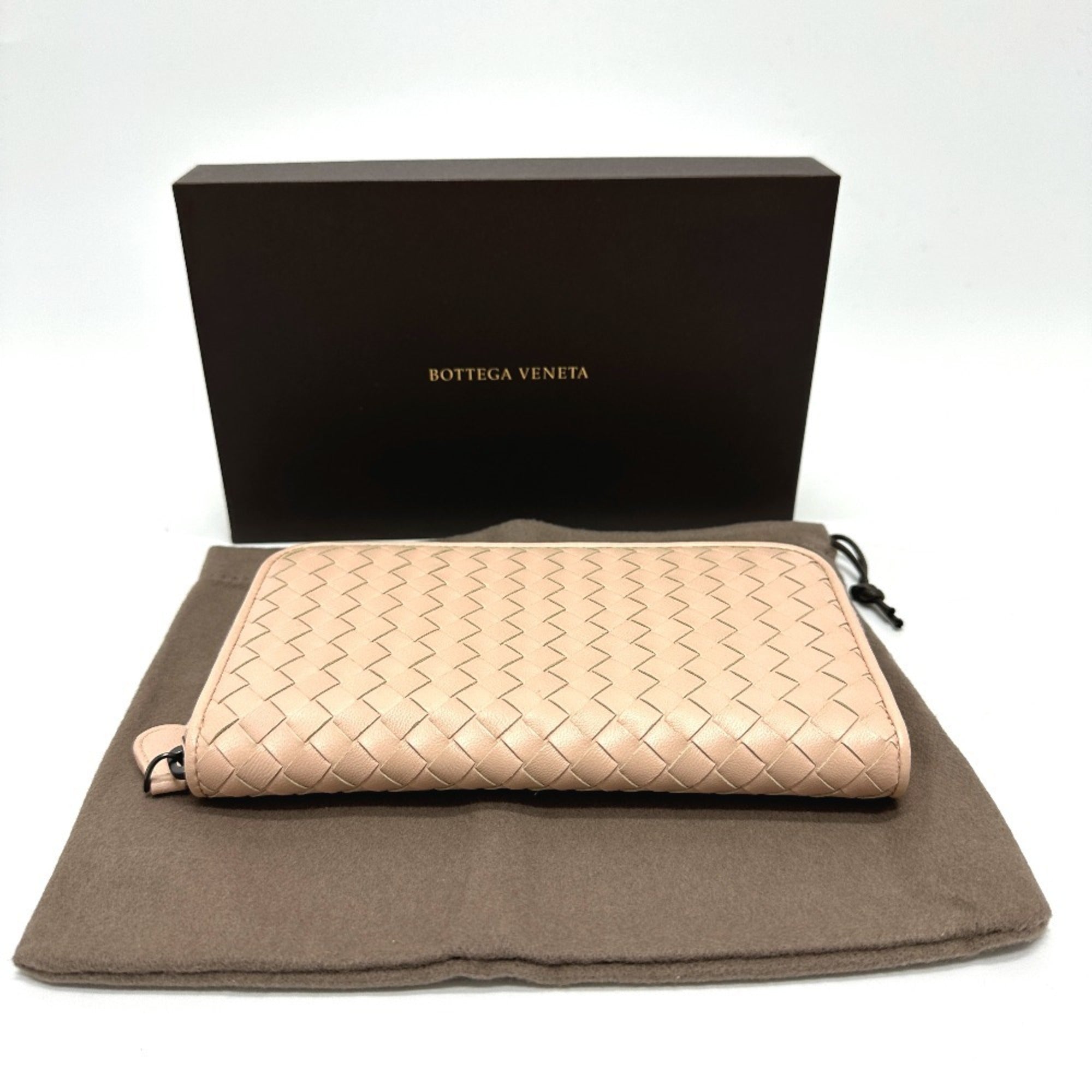 Bottega Veneta Pink Intrecciato Long Wallet (Bi-Fold)