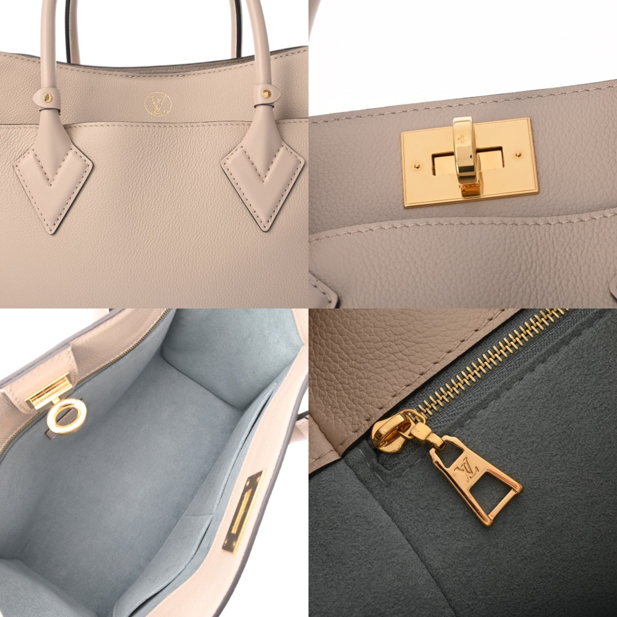 Louis Vuitton Brown Grayish Monogram Canvas Leather Handbag Tote Bag