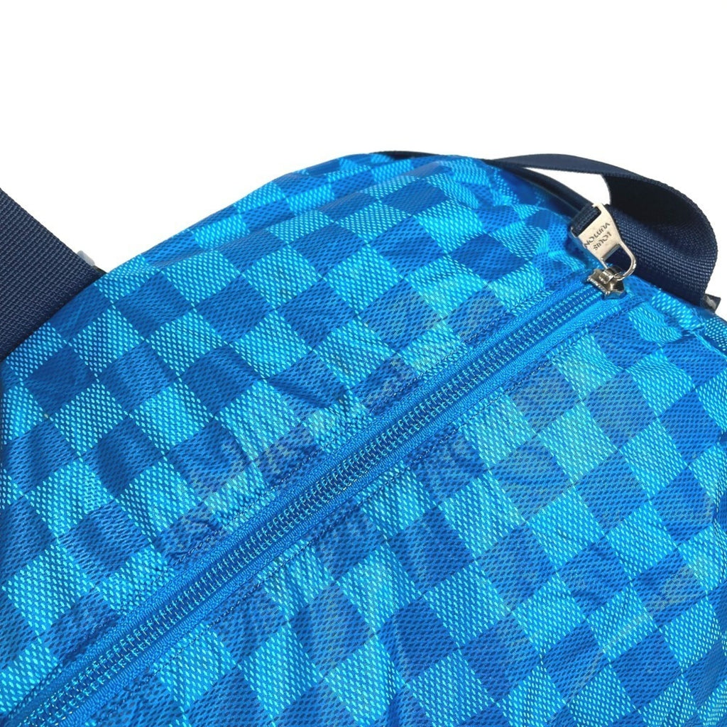 Louis Vuitton Black Blue Leather Nylon Boston Bag Shoulder Bag
