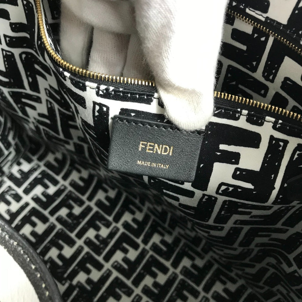 Fendi Black White Coated Canvas Handbag Tote Bag