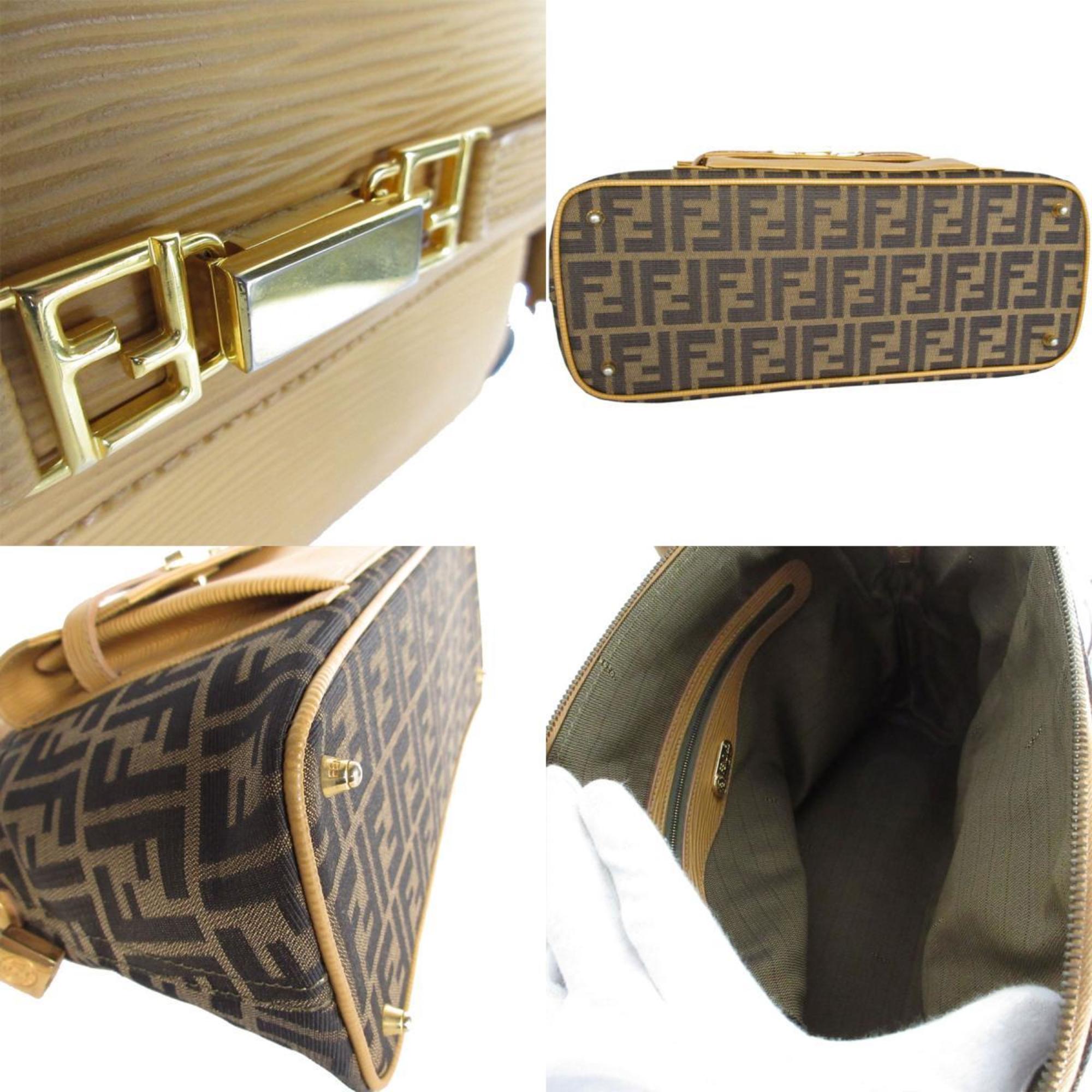 Fendi Zucca Brown Canvas Handbag Shoulder Bag