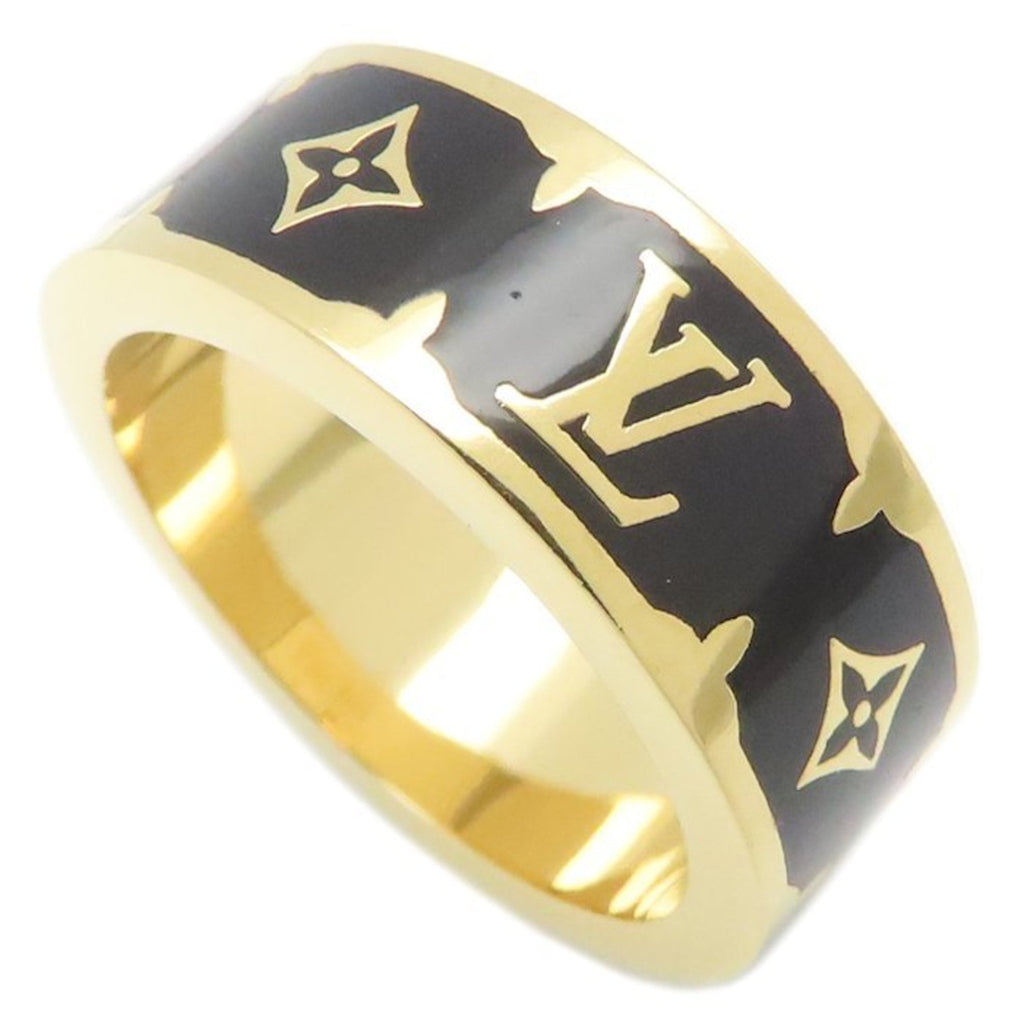 Louis Vuitton Gold Black Gold Plating Band Ring