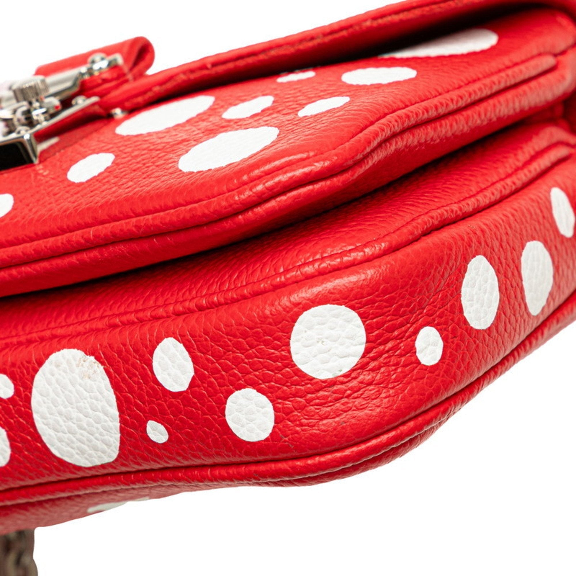 Louis Vuitton Yayoi Kusama Red Color White Leather Handbag Shoulder Bag