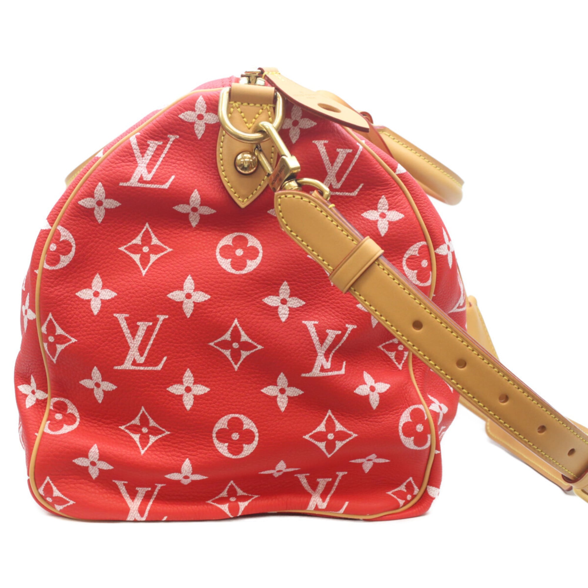 Louis Vuitton Red Color Rouge Leather Boston Bag