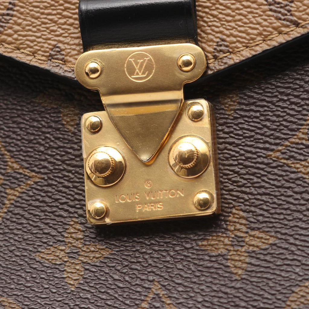 Louis Vuitton Black Brown Coated Canvas Monogram Reverse Pvc Leather Handbag Pochette