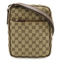 Gucci Gg Canvas Beige Dark Brown Gg Canvas Leather Pochette Shoulder Bag (Pre-Owned)