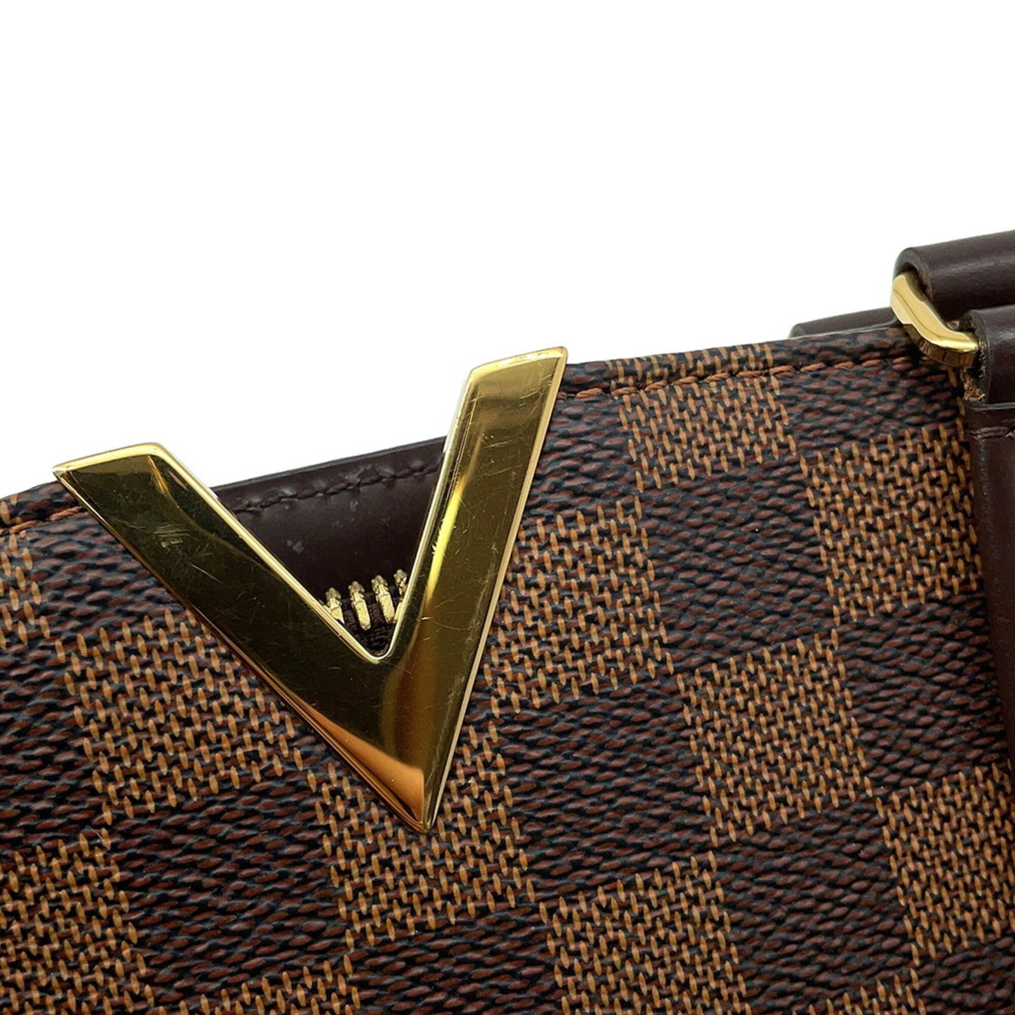 Louis Vuitton Beige Brown Damier Canvas Exotic Leather Handbag