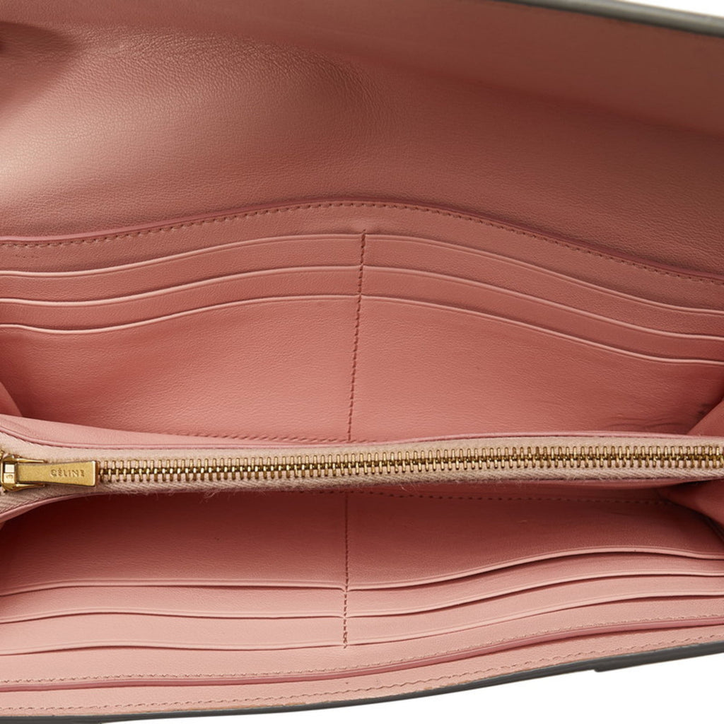 Celine Gray Leather Long Wallet (Bi-Fold)