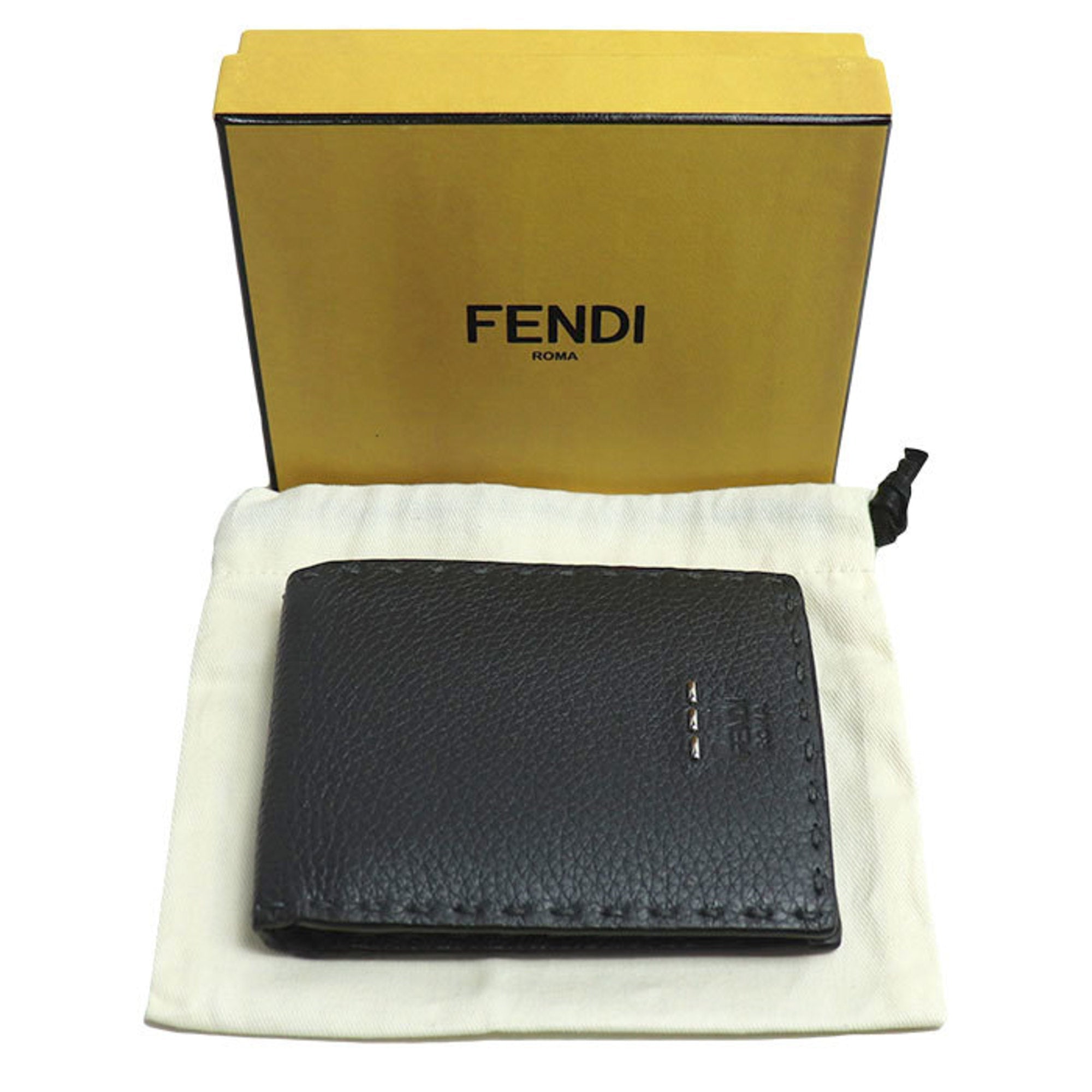 Fendi Gray Leather Wallet (Bi-Fold)