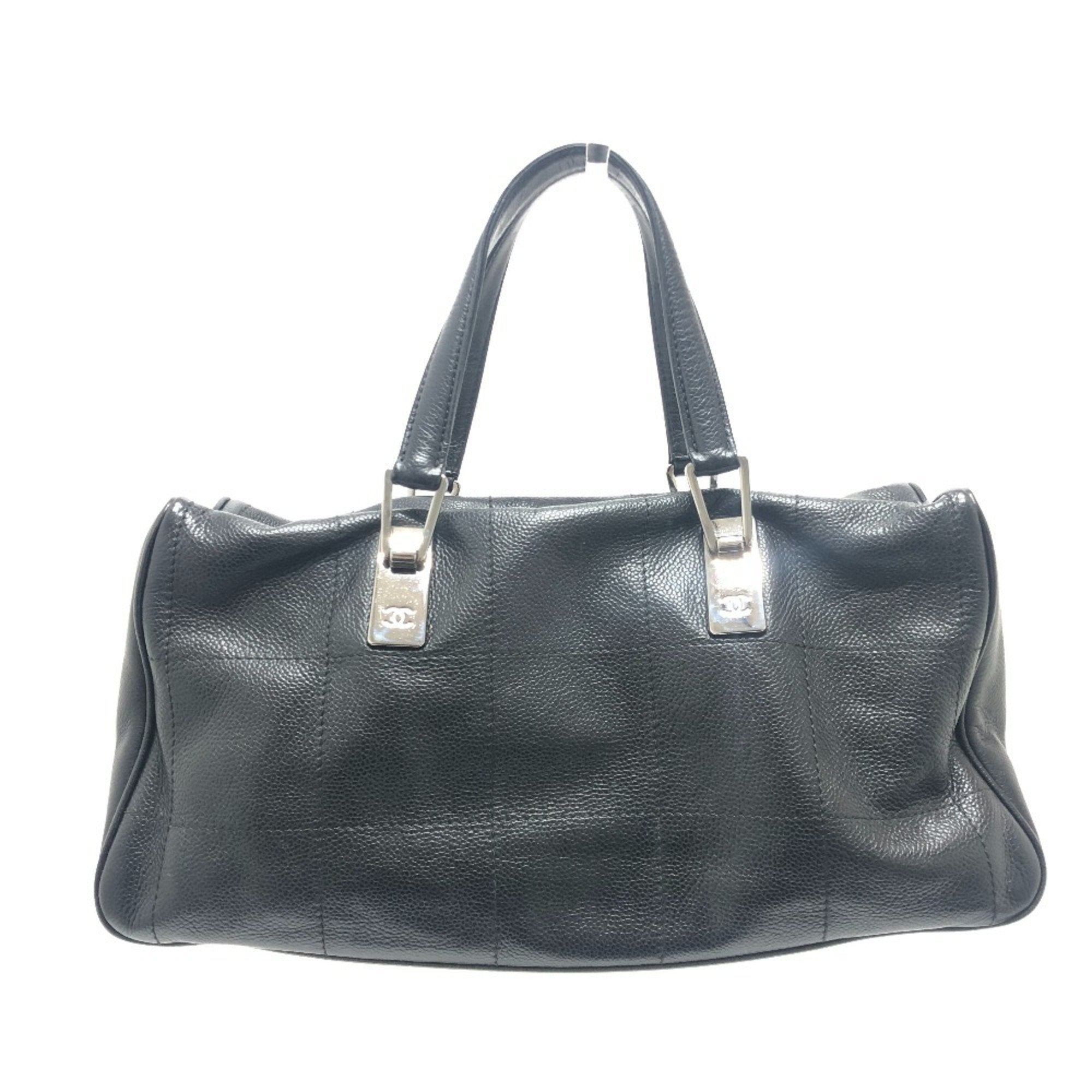 Chanel Black Grained Calfskin Boston Bag Handbag