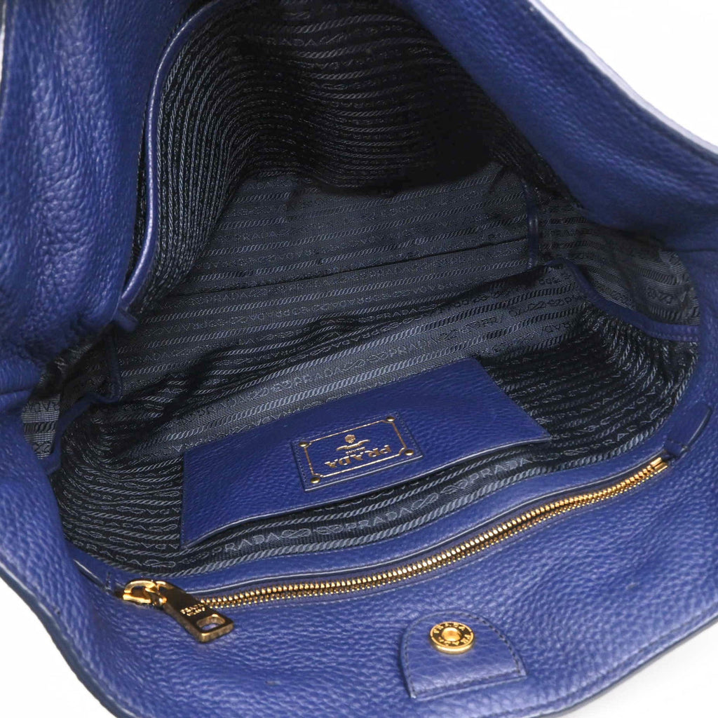 Prada Blue Leather Shoulder Bag Tote Bag