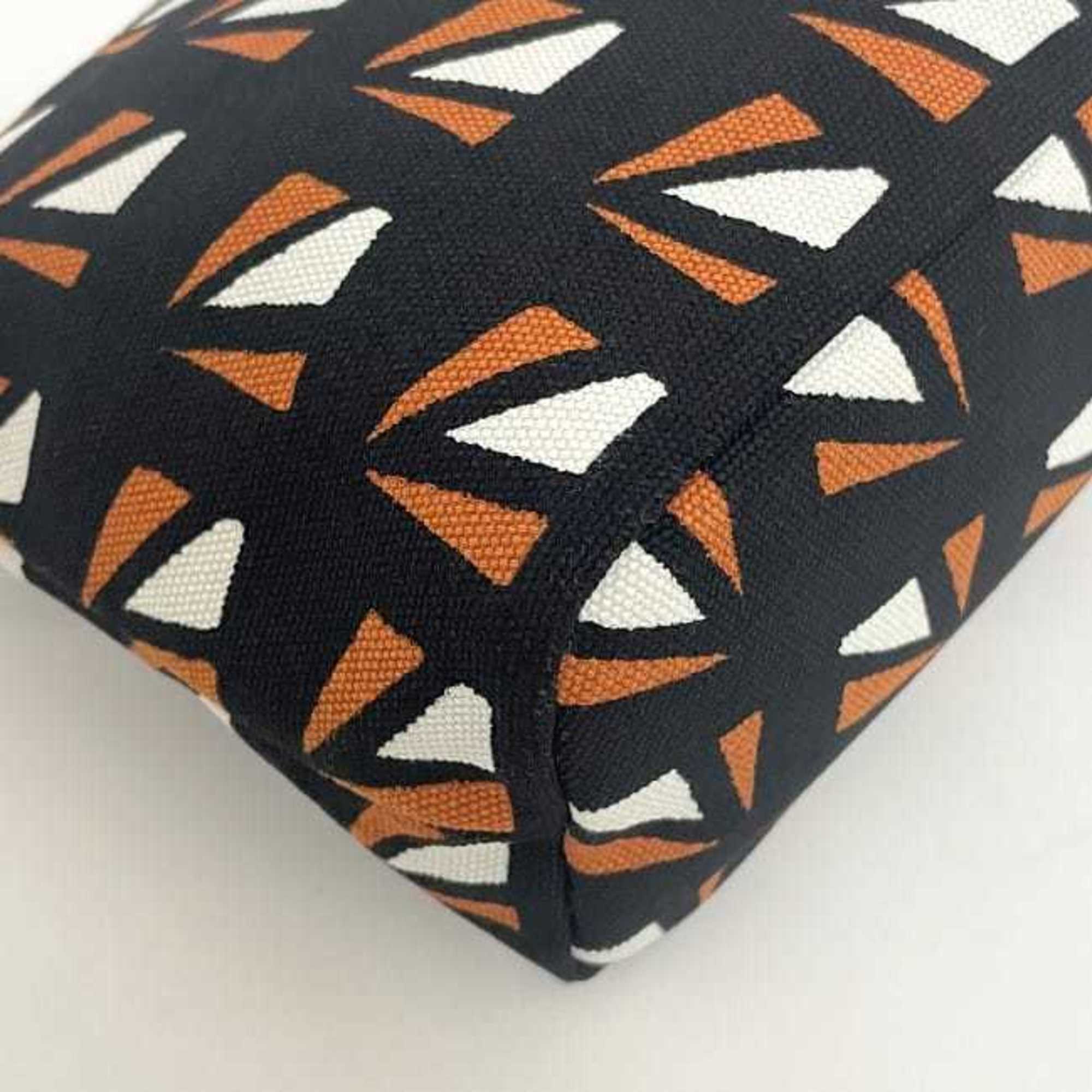Prada Black Orange Canvas Leather Pouch