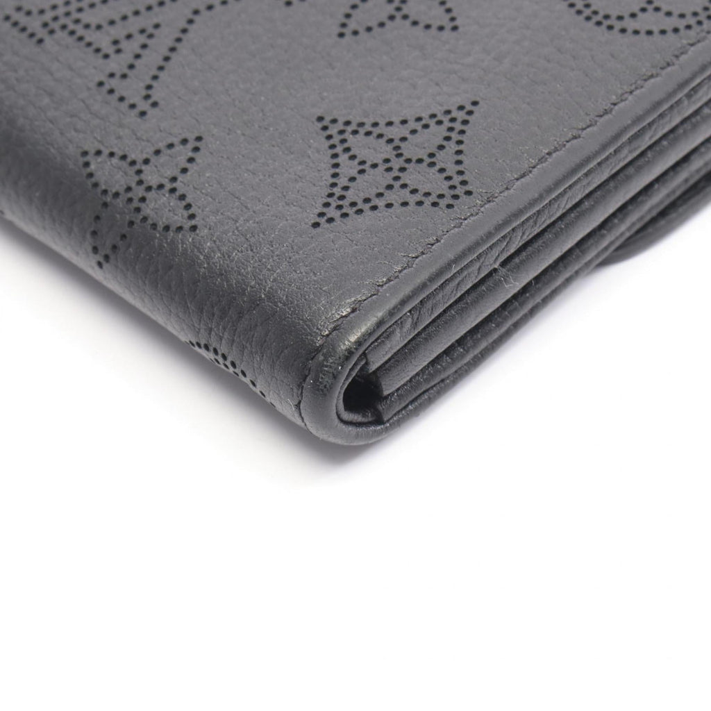 Louis Vuitton Black Noir Mahina Leather Leather Long Wallet