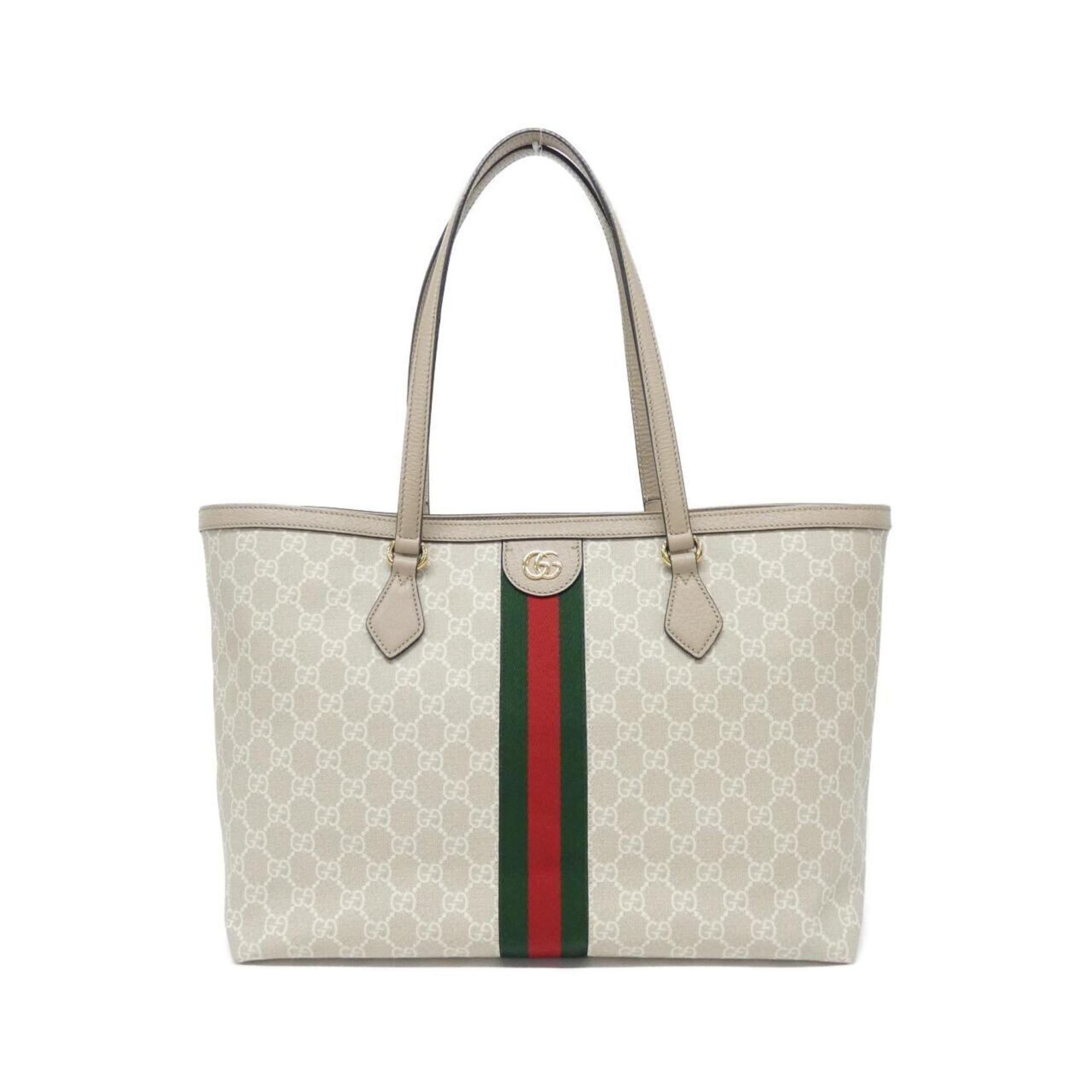 Gucci Beige White Gg Supreme Canvas Leather Shoulder Bag (Pre-Owned)