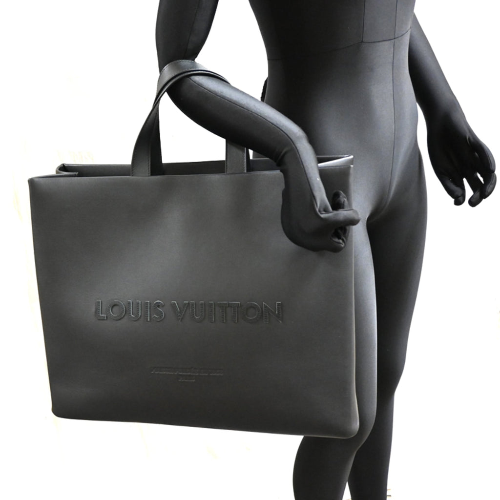 Louis Vuitton Black Leather Tote Bag