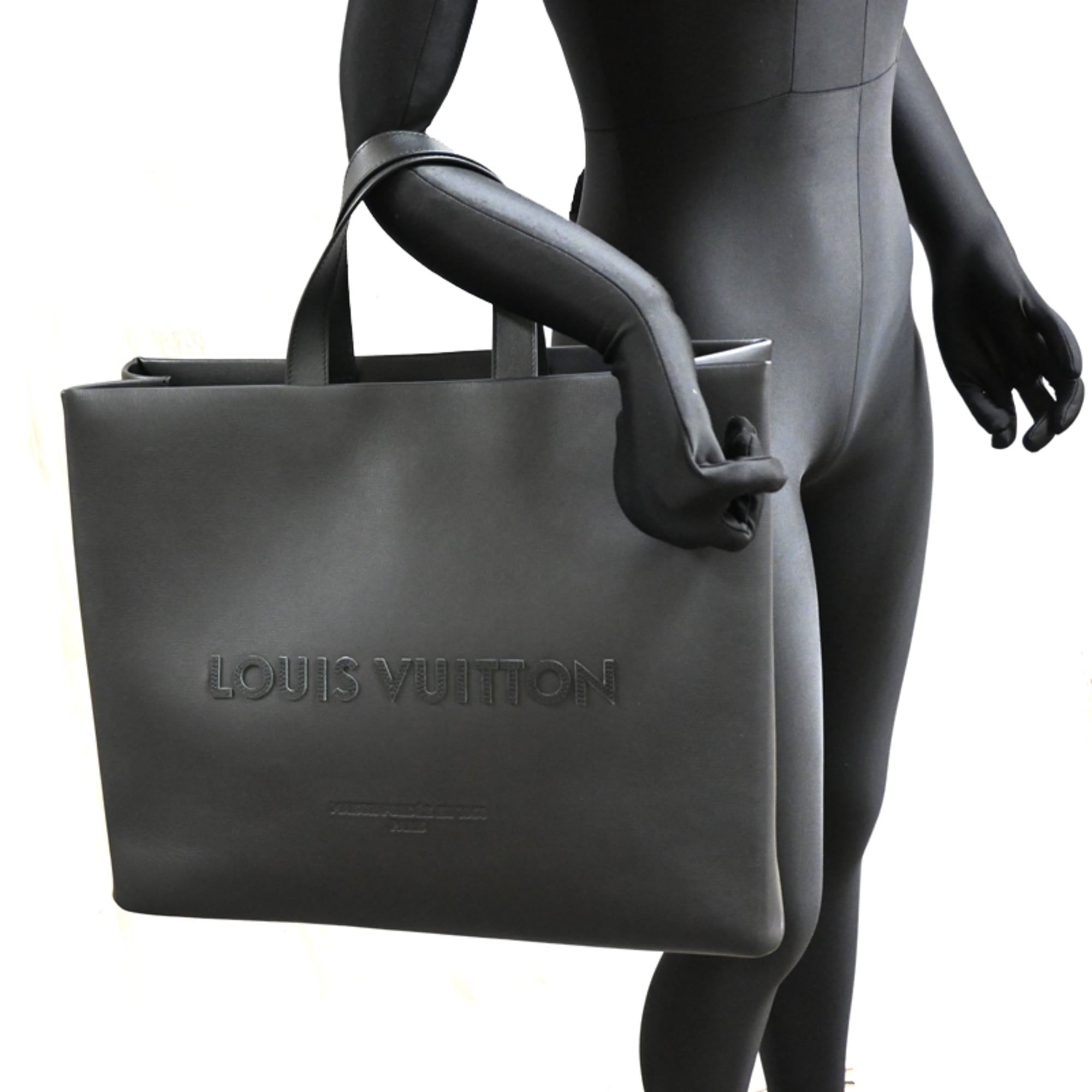 Louis Vuitton Black Leather Tote Bag