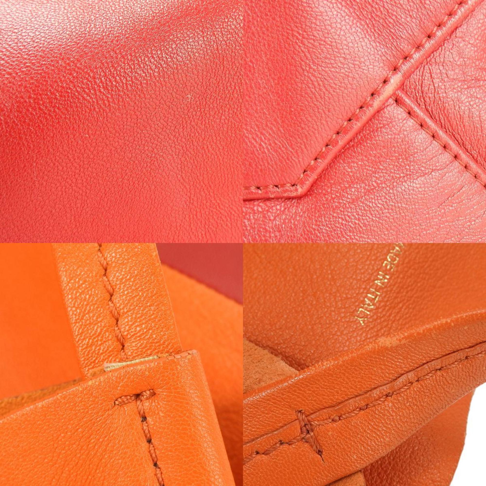 Celine Orange Red Leather Tote Bag