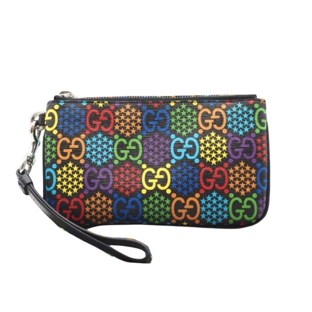 Gucci Black Coated Canvas Leather Clutch Bag Pouch (Pre-Owned)