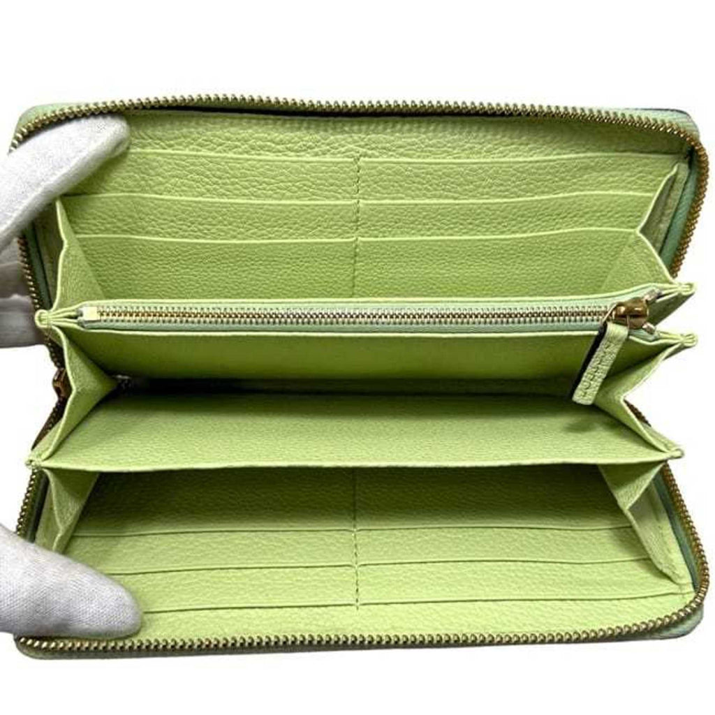Gucci Light Green Leather Long Wallet (Bi-Fold) (Pre-Owned)