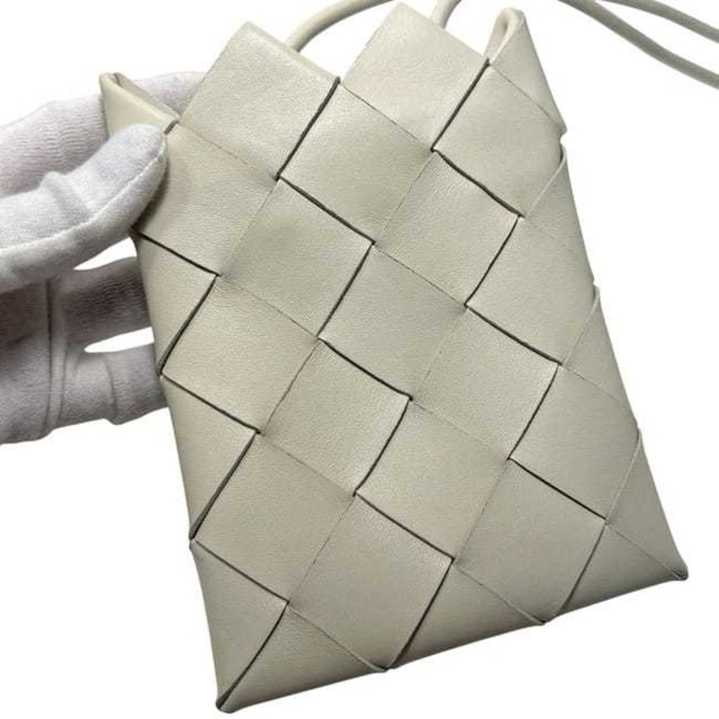 Bottega Veneta Intrecciato White Leather Pochette Shoulder Bag