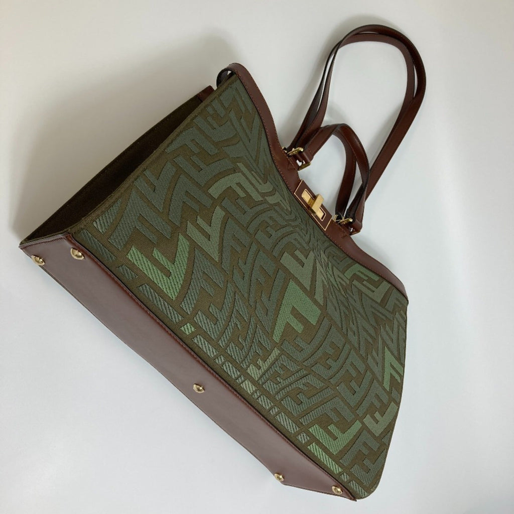Fendi Green Cotton Shoulder Bag Tote Bag