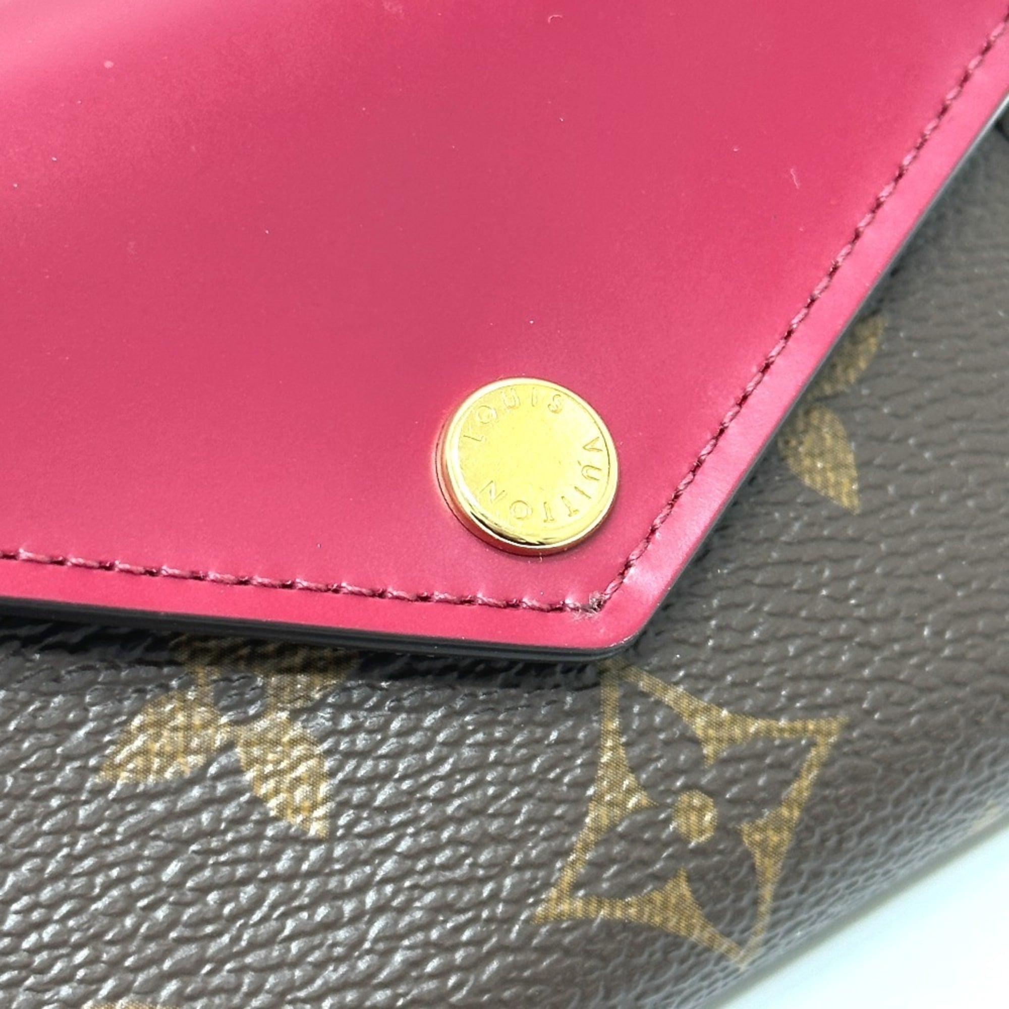Louis Vuitton Monogram Brown Fuchsia Monogram Wallet (Tri-Fold)