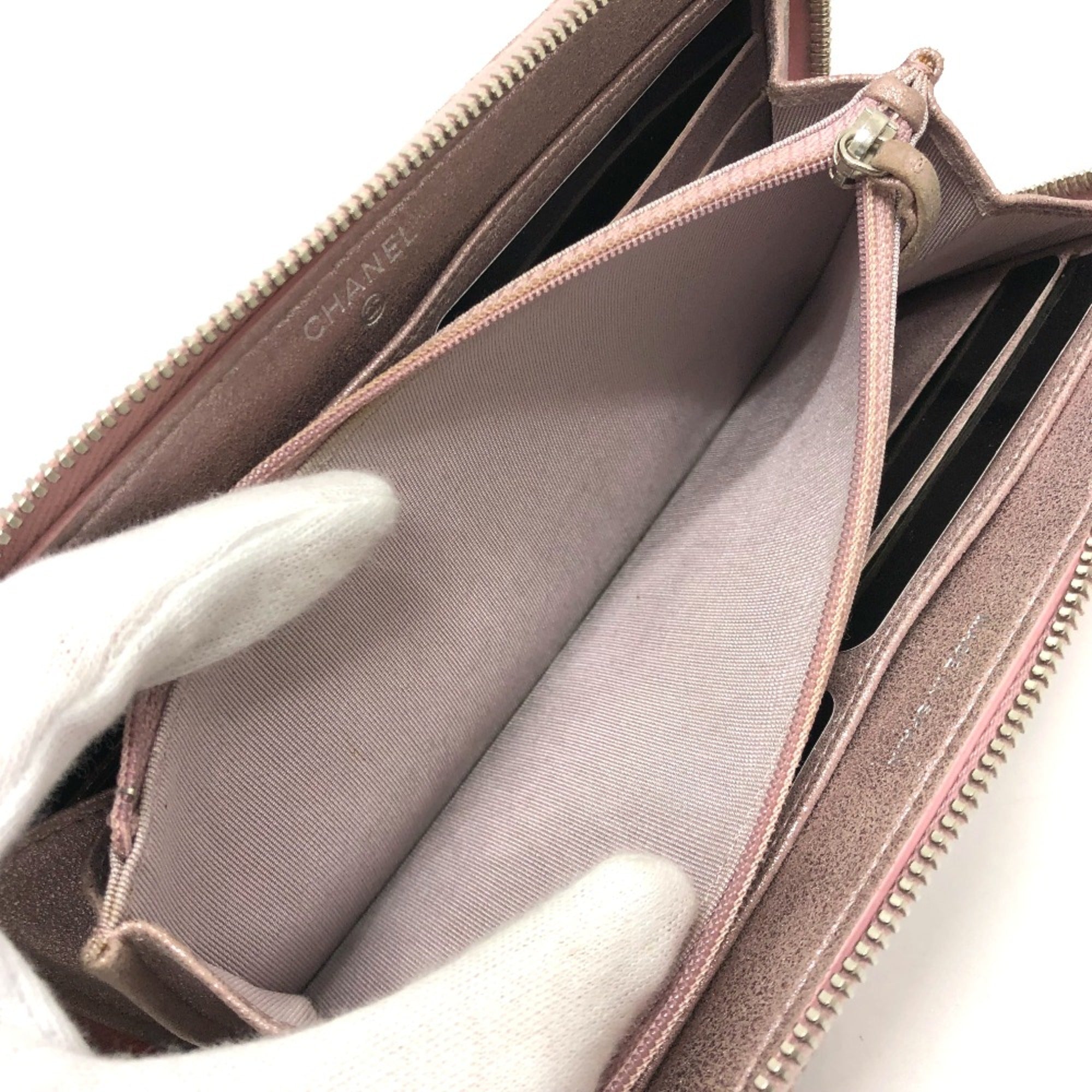 Chanel Pink Leather Long Wallet (Bi-Fold)